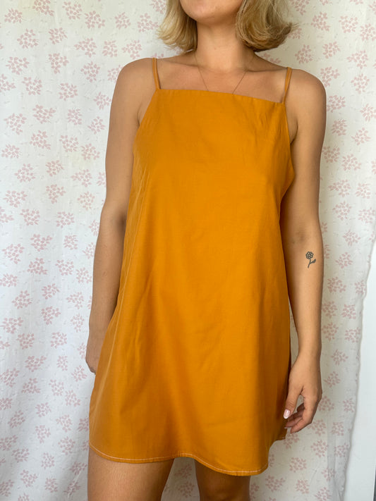 Robe Bretelle Uni Camel