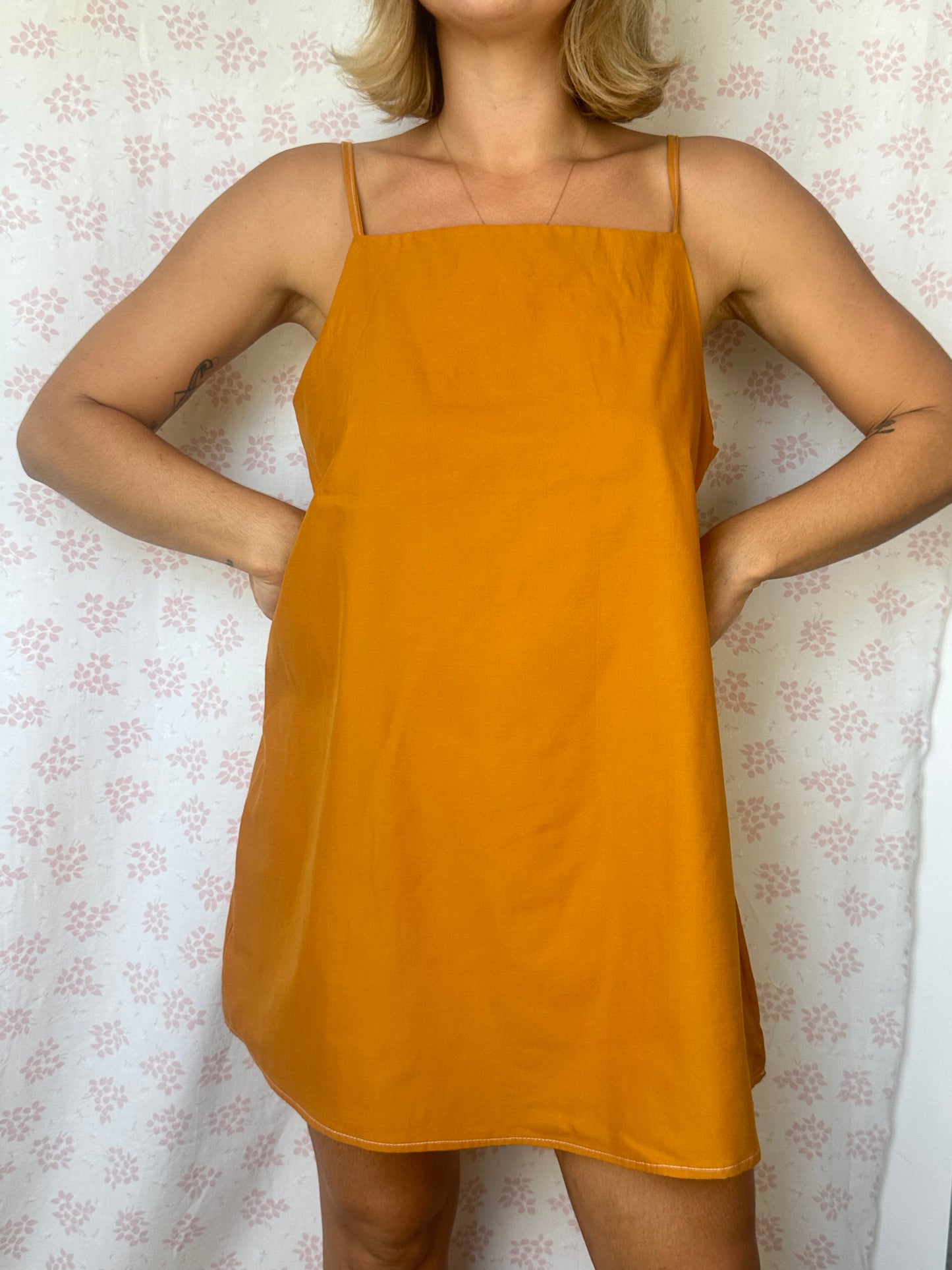 Robe Bretelle Uni Camel