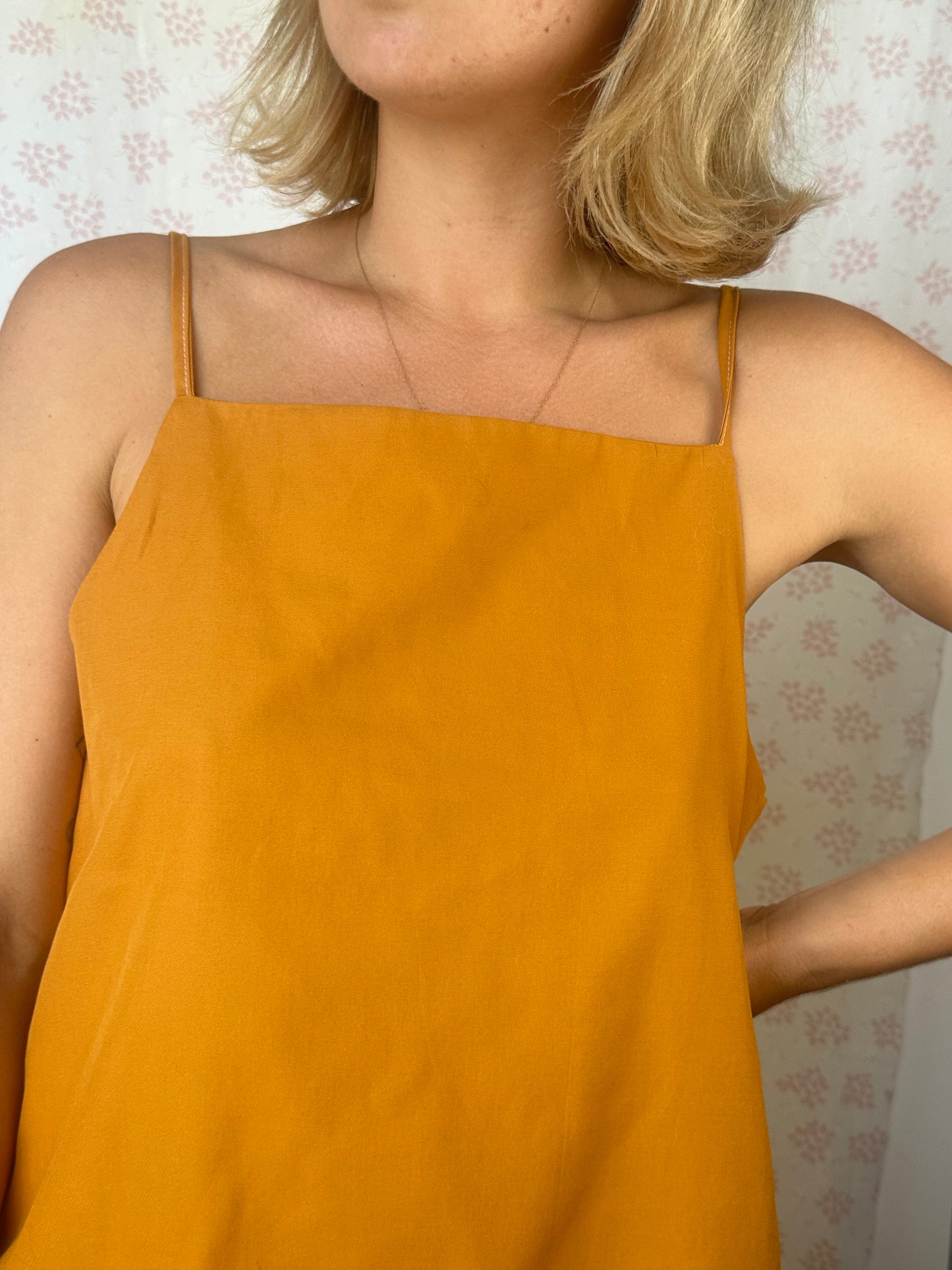 Robe Bretelle Uni Camel