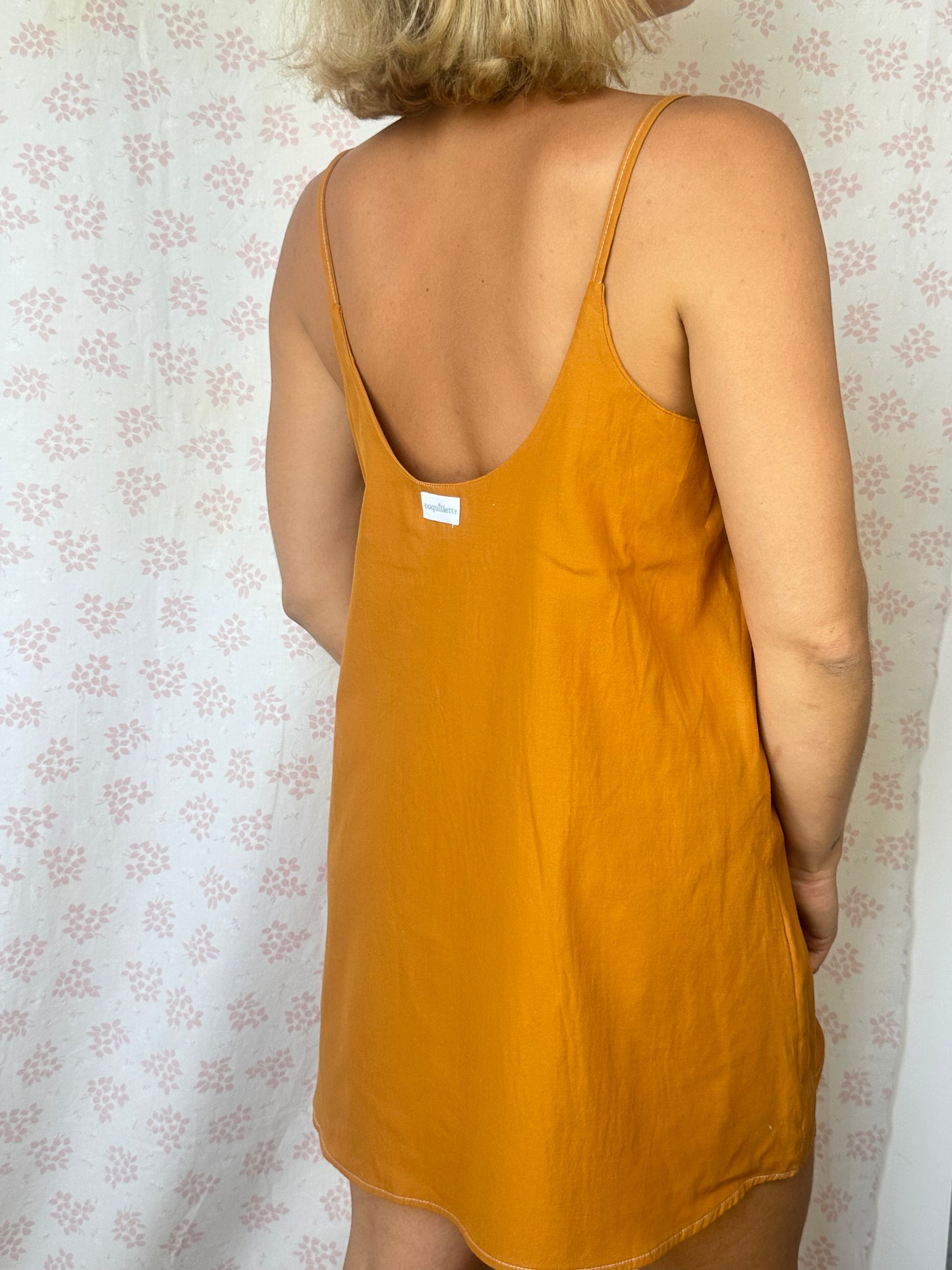 Robe Bretelle Uni Camel