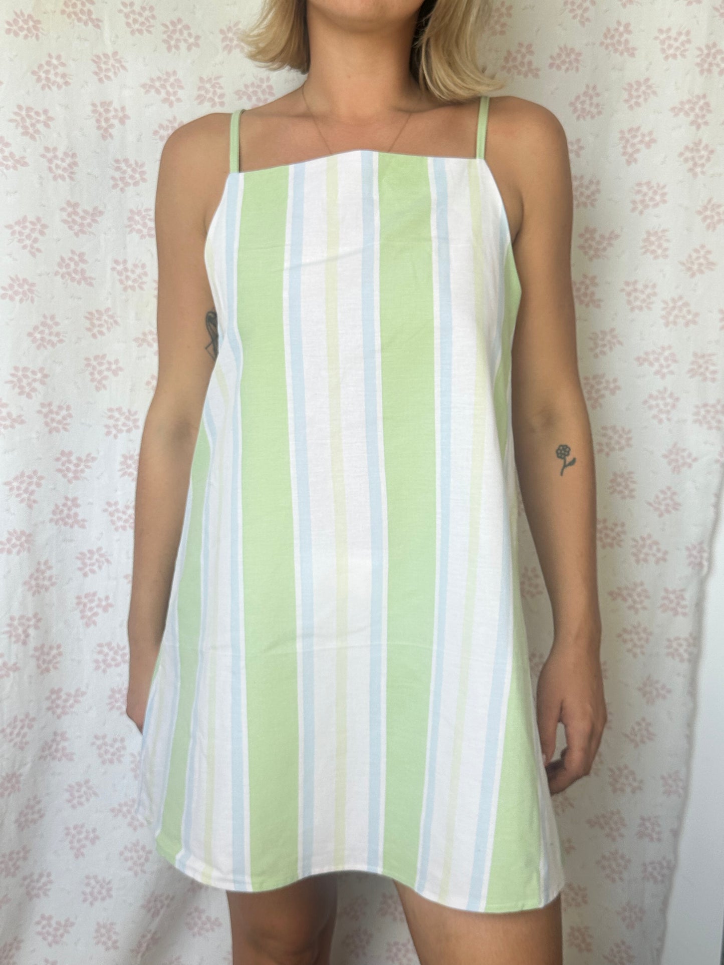 Robe Bretelle Rayé Vert