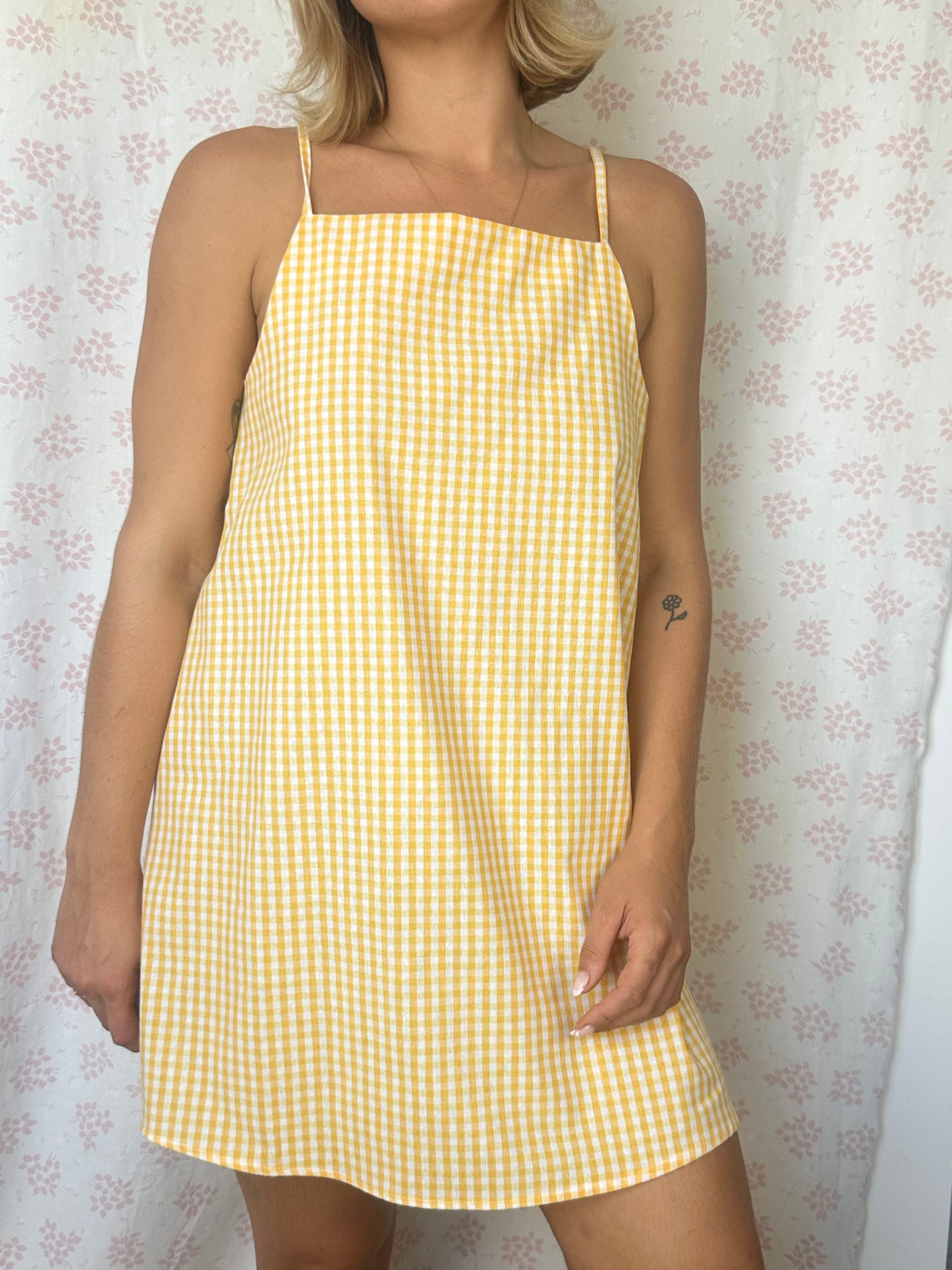 Robe Bretelle Vichy Jaune