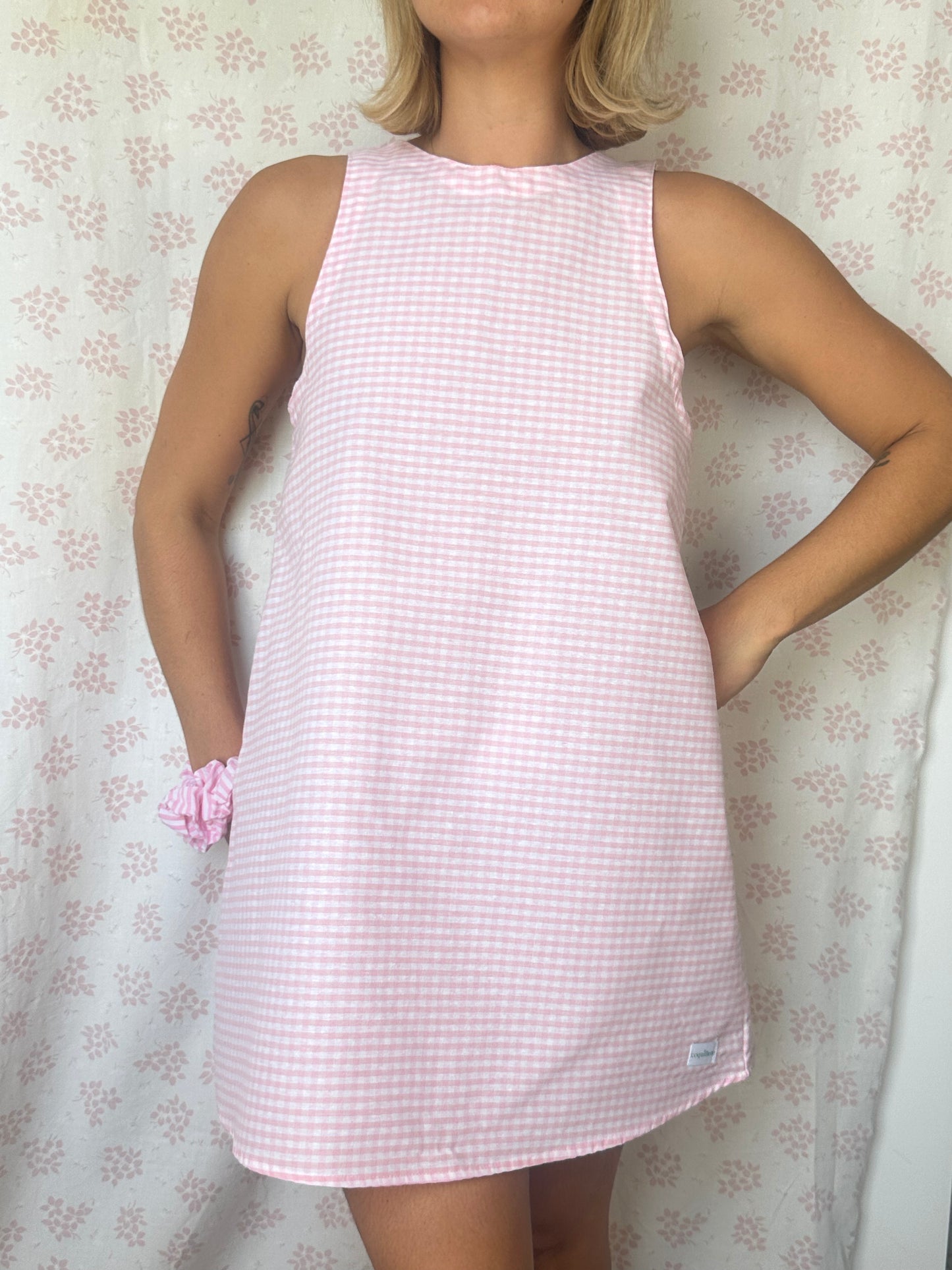 Robe Col Vichy Rose