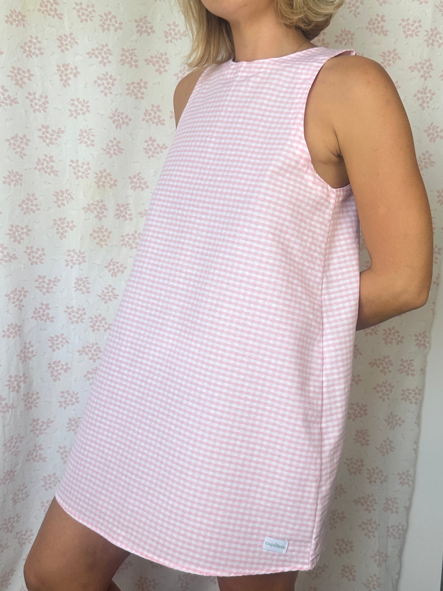 Robe Col Vichy Rose