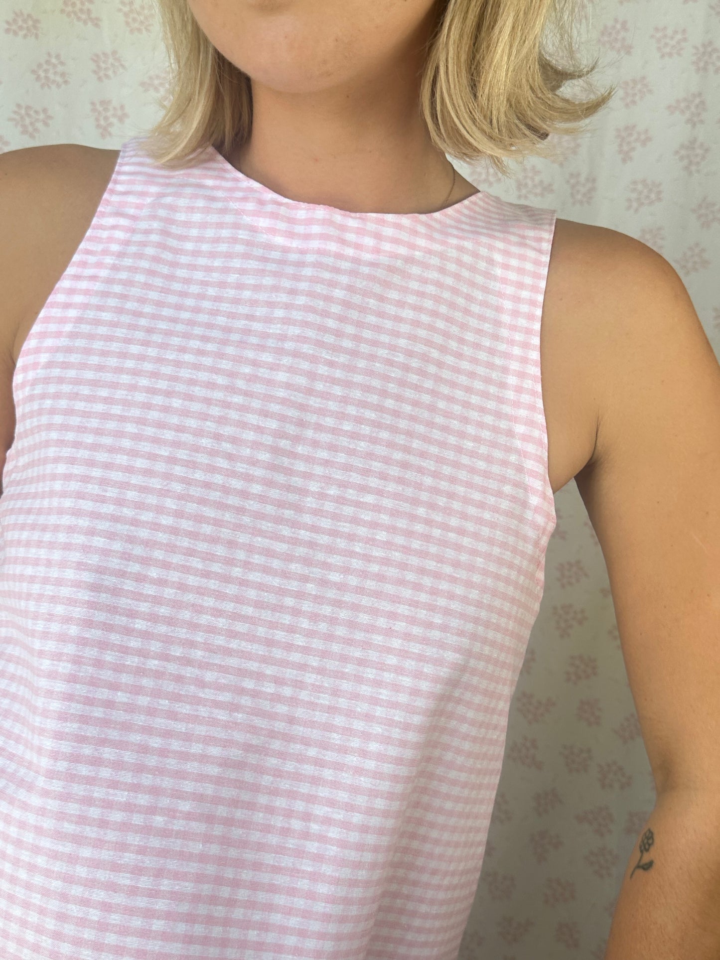 Robe Col Vichy Rose