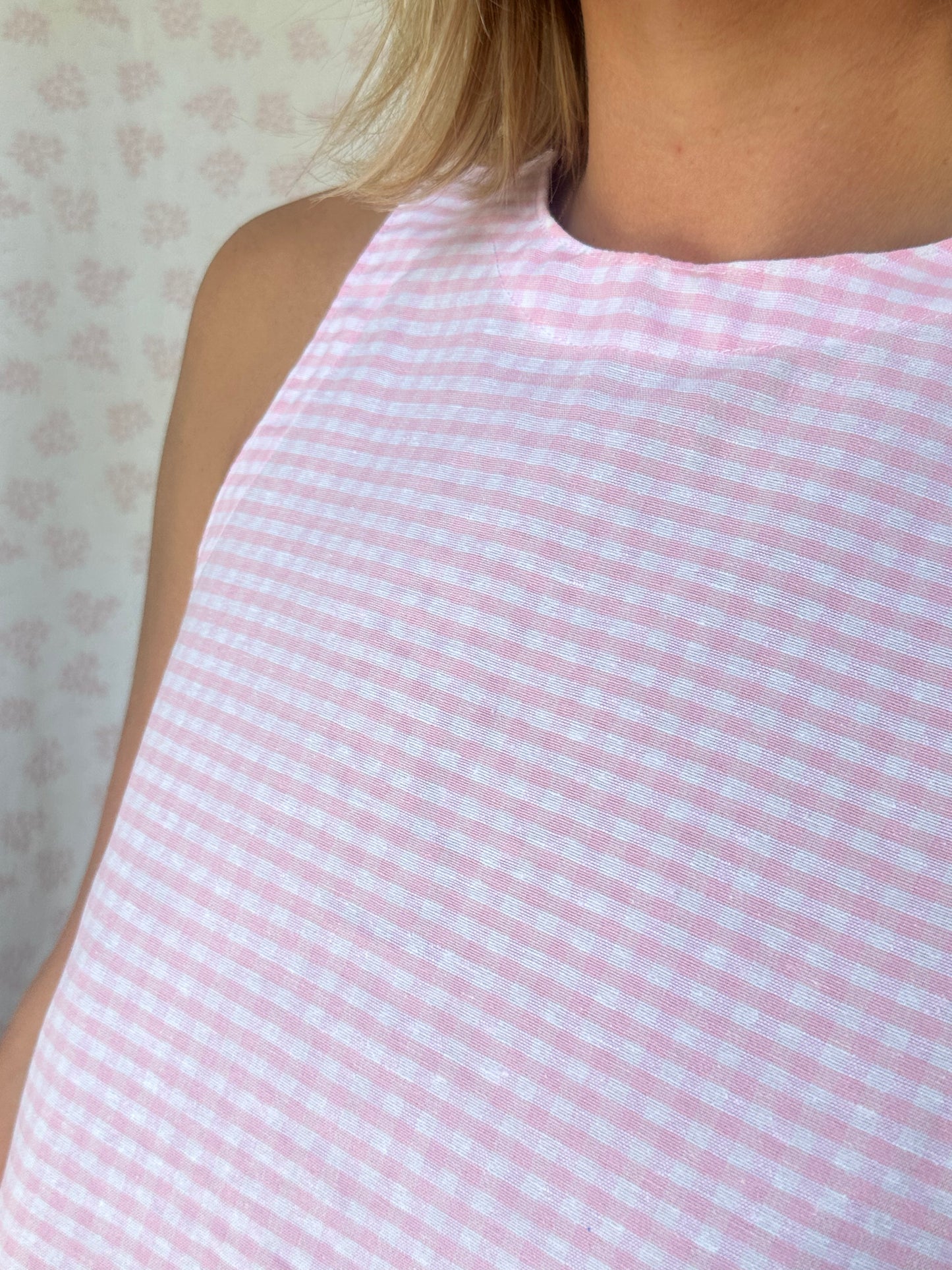 Robe Col Vichy Rose