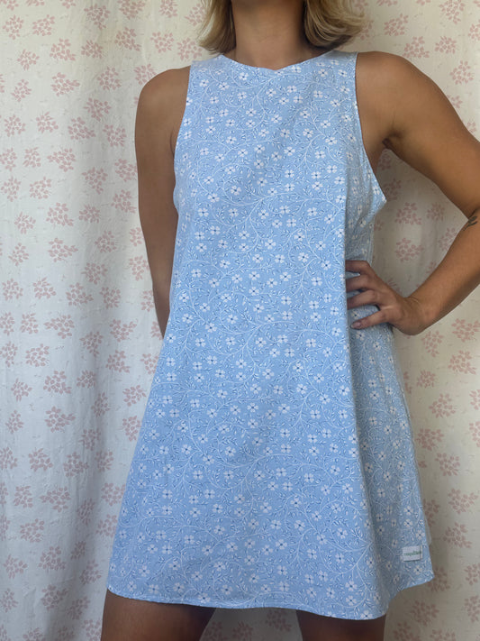 Robe Col Fleurs Bleu