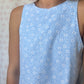 Robe Col Fleurs Bleu