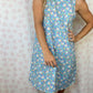 Robe Col Fleurs Bleu