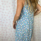 Robe Col Fleurs Bleu