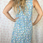 Robe Col Fleurs Bleu