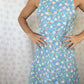 Robe Col Fleurs Bleu
