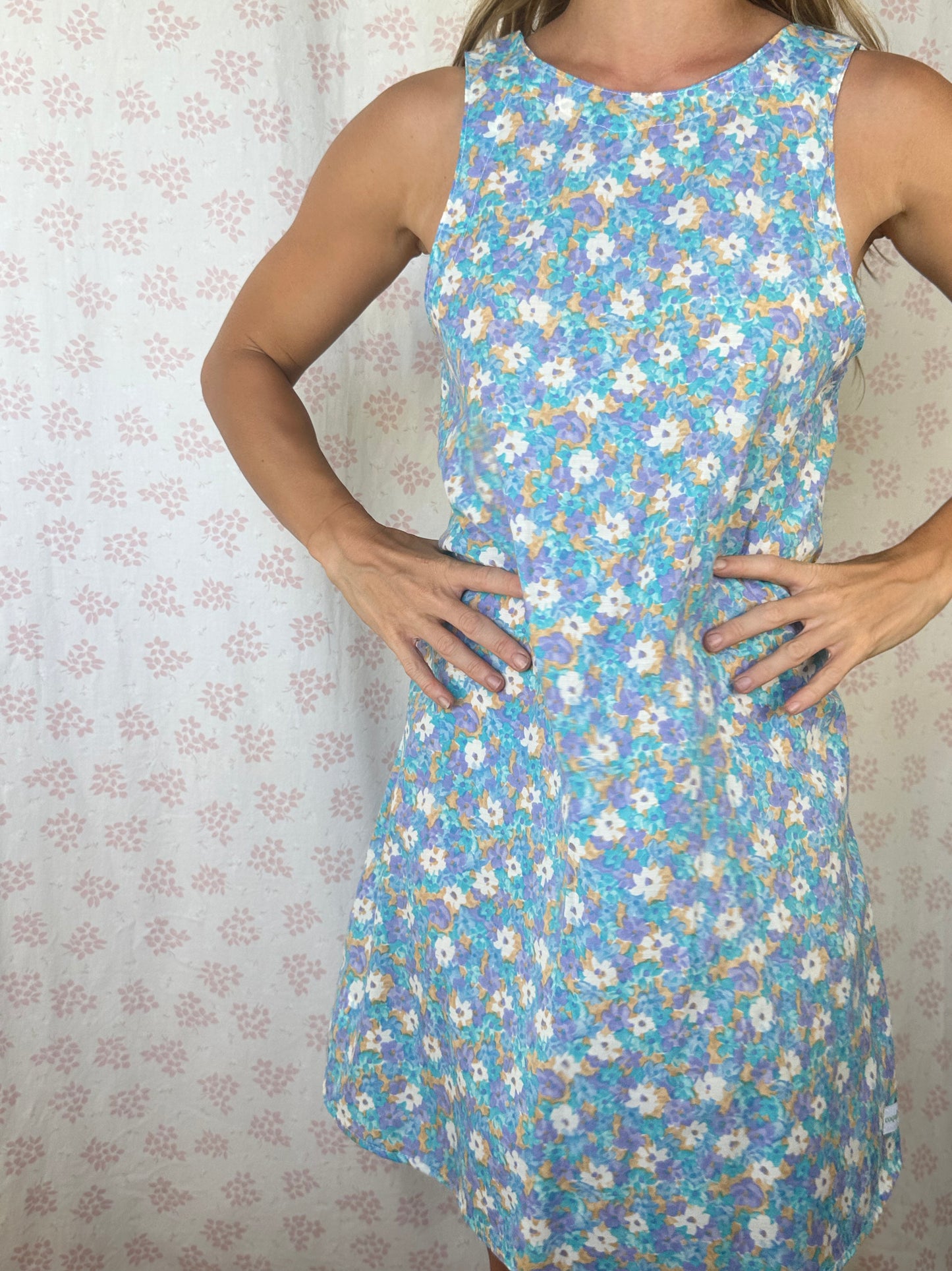 Robe Col Fleurs Bleu