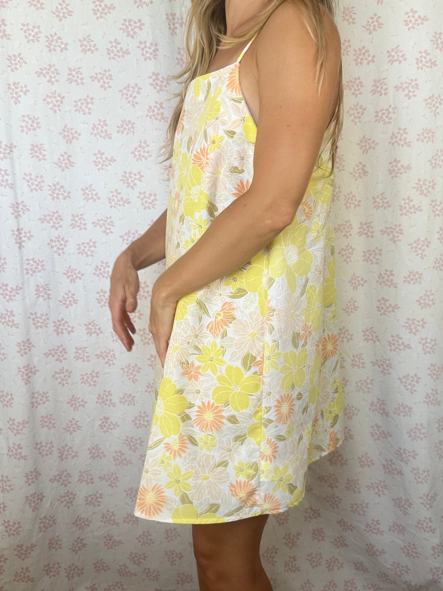 Robe Bretelle Fleurs Jaune