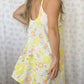 Robe Bretelle Fleurs Jaune
