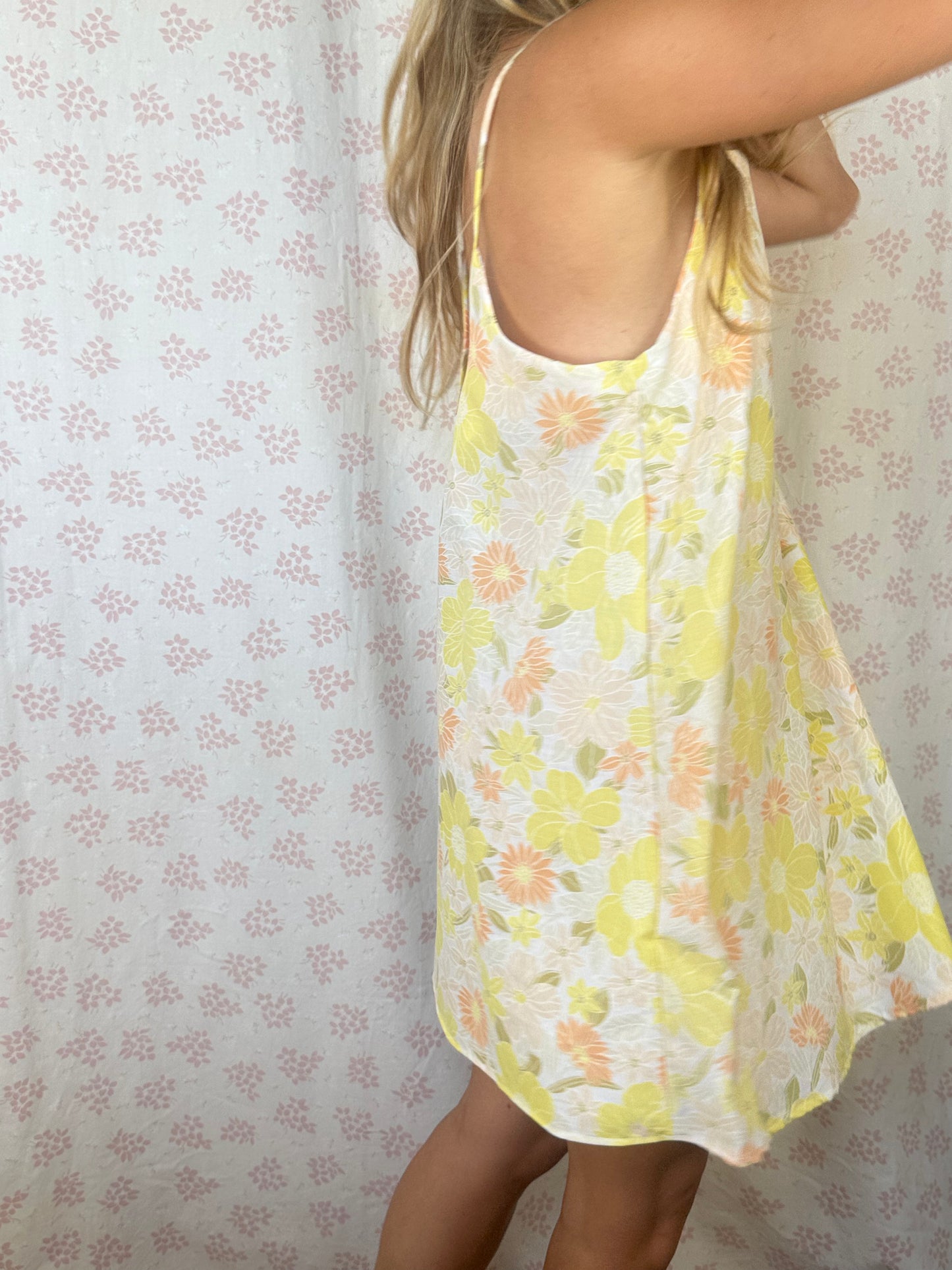 Robe Bretelle Fleurs Jaune