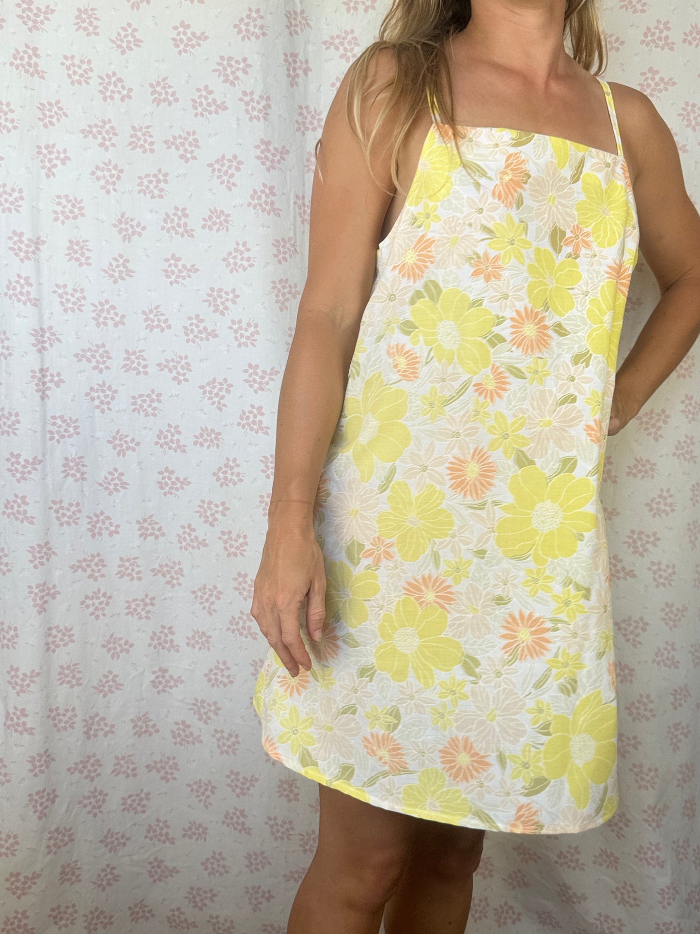 Robe Bretelle Fleurs Jaune
