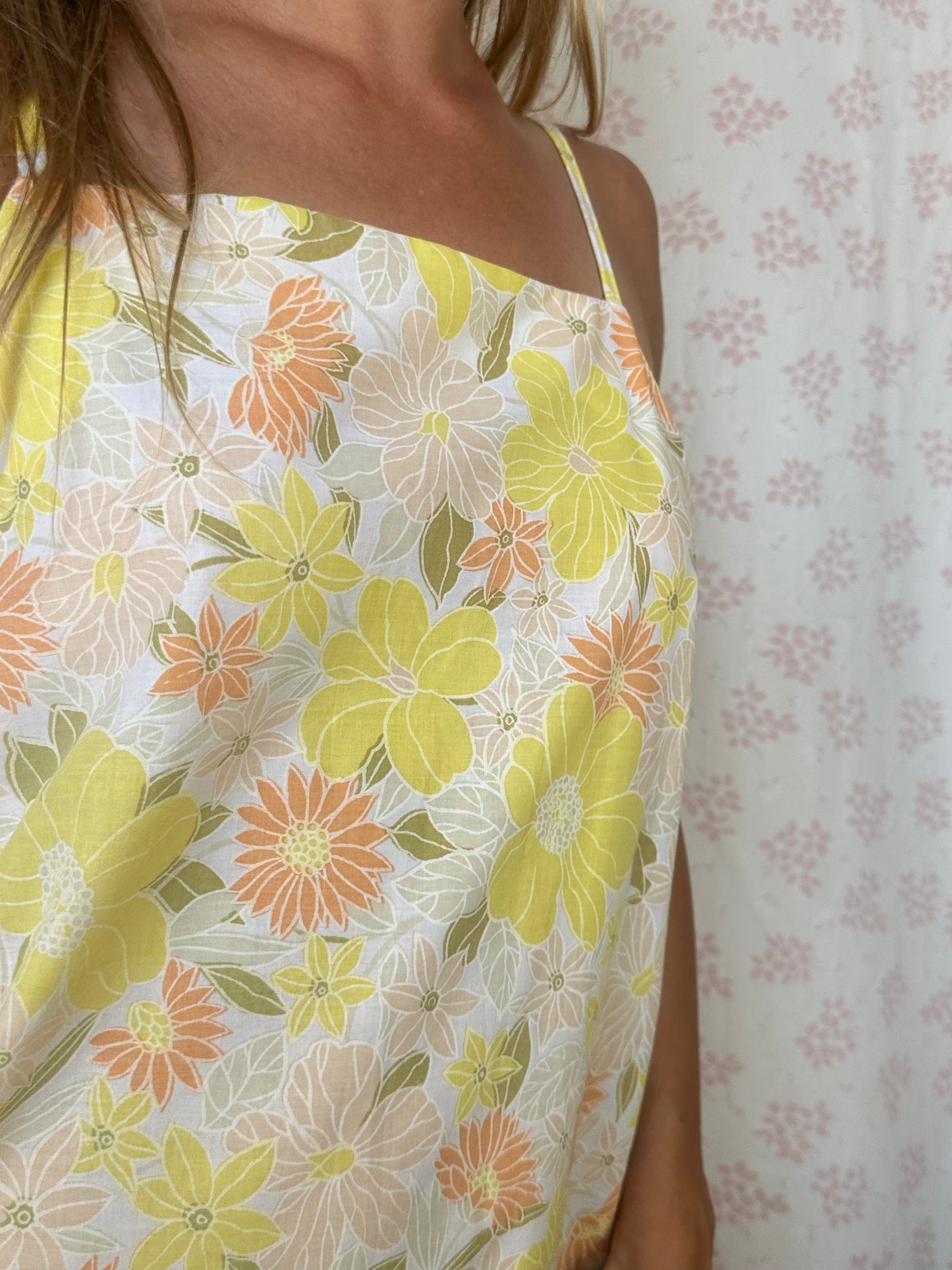 Robe Bretelle Fleurs Jaune