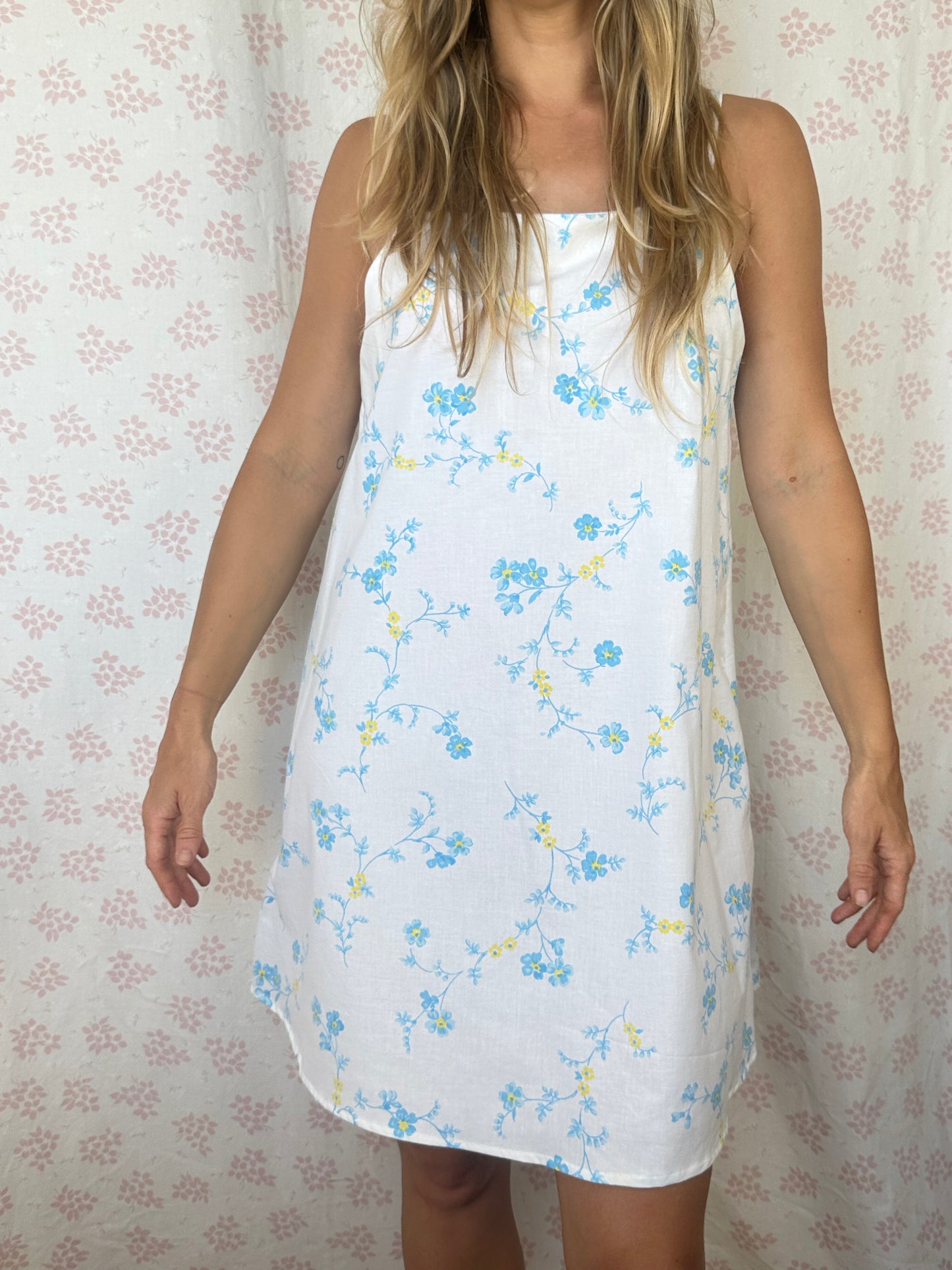 Robe Bretelle Fleurs Bleu