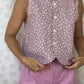 Haut Bouton Fleurs Rose