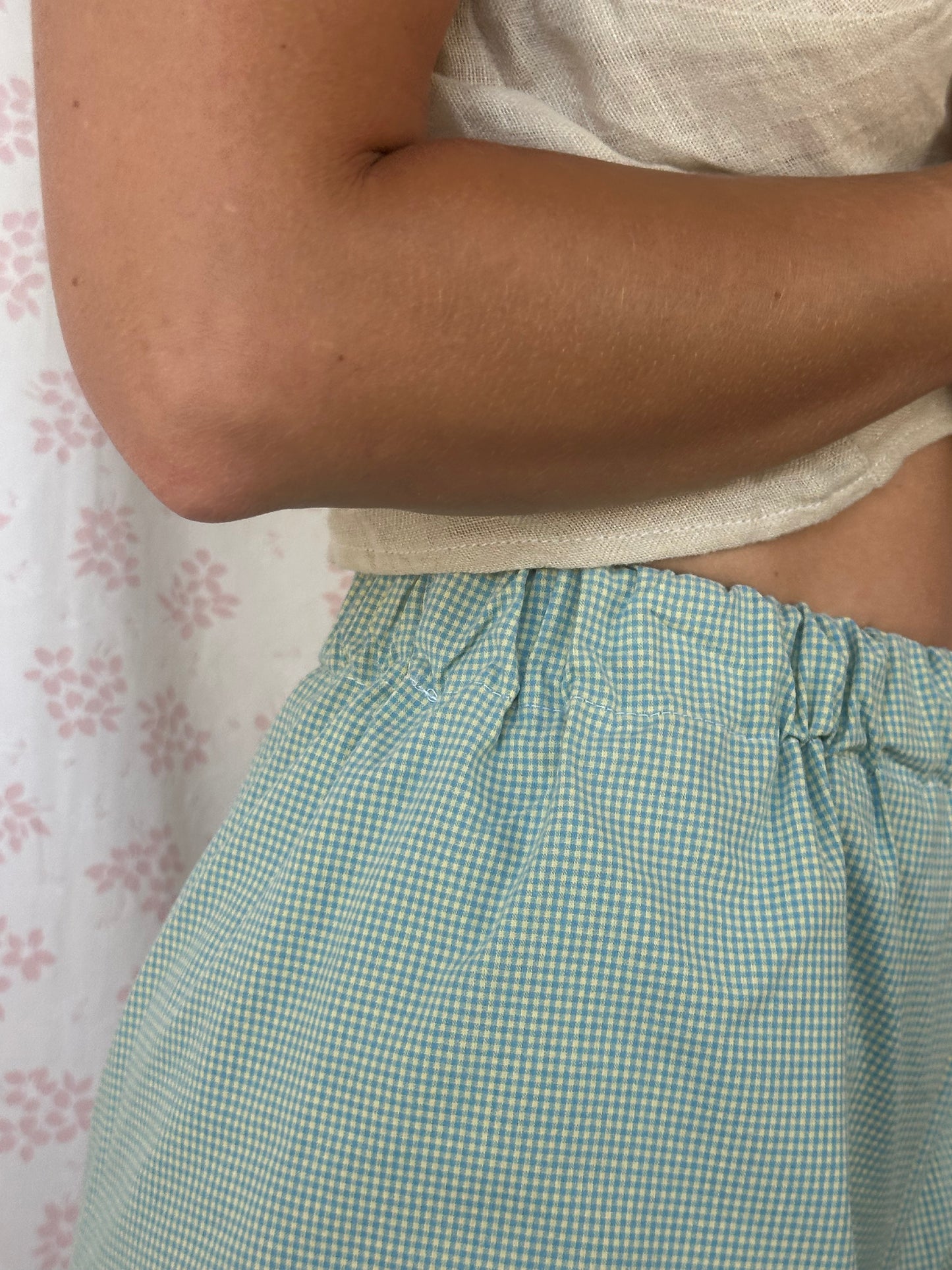 Short Vichy Vert d'eau