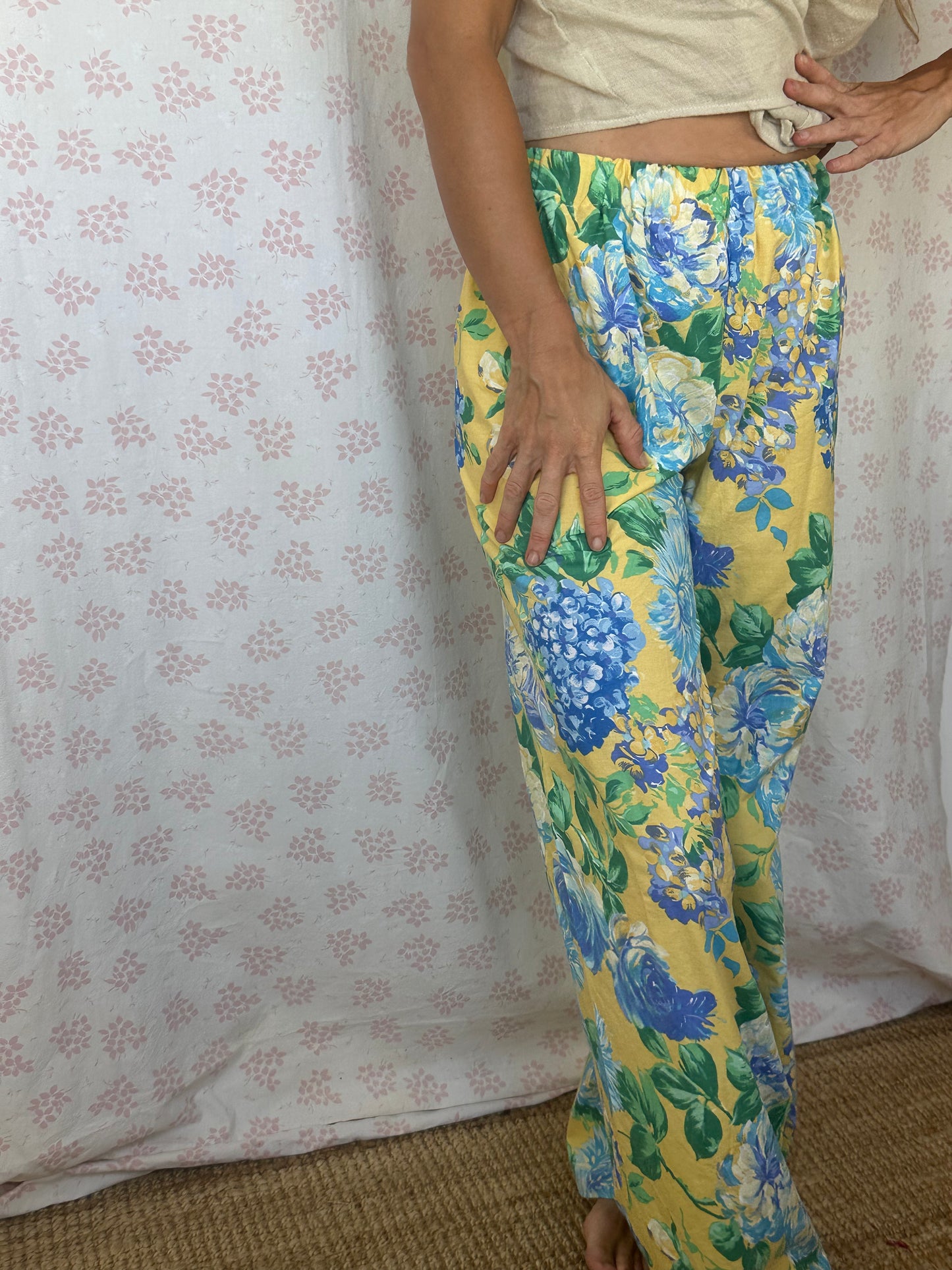 Pantalon Jaune Fleurs