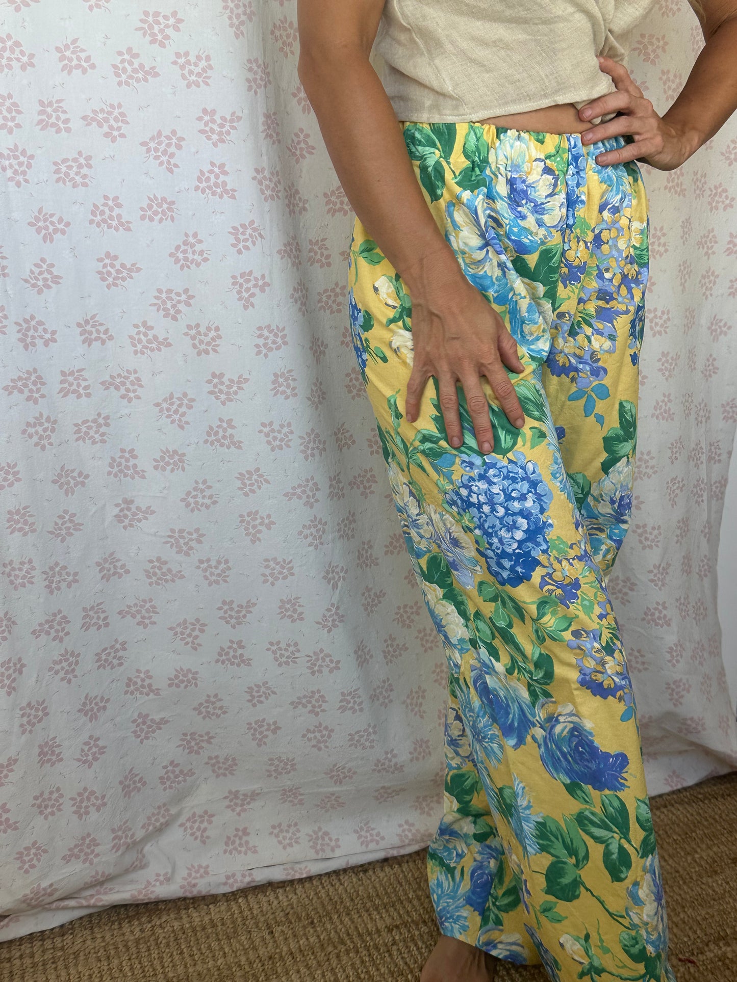 Pantalon Jaune Fleurs