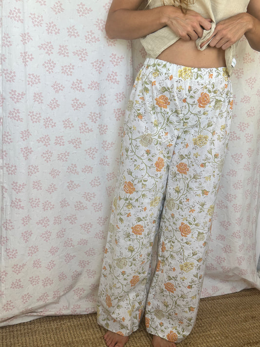Pantalon Blanc Fleurs