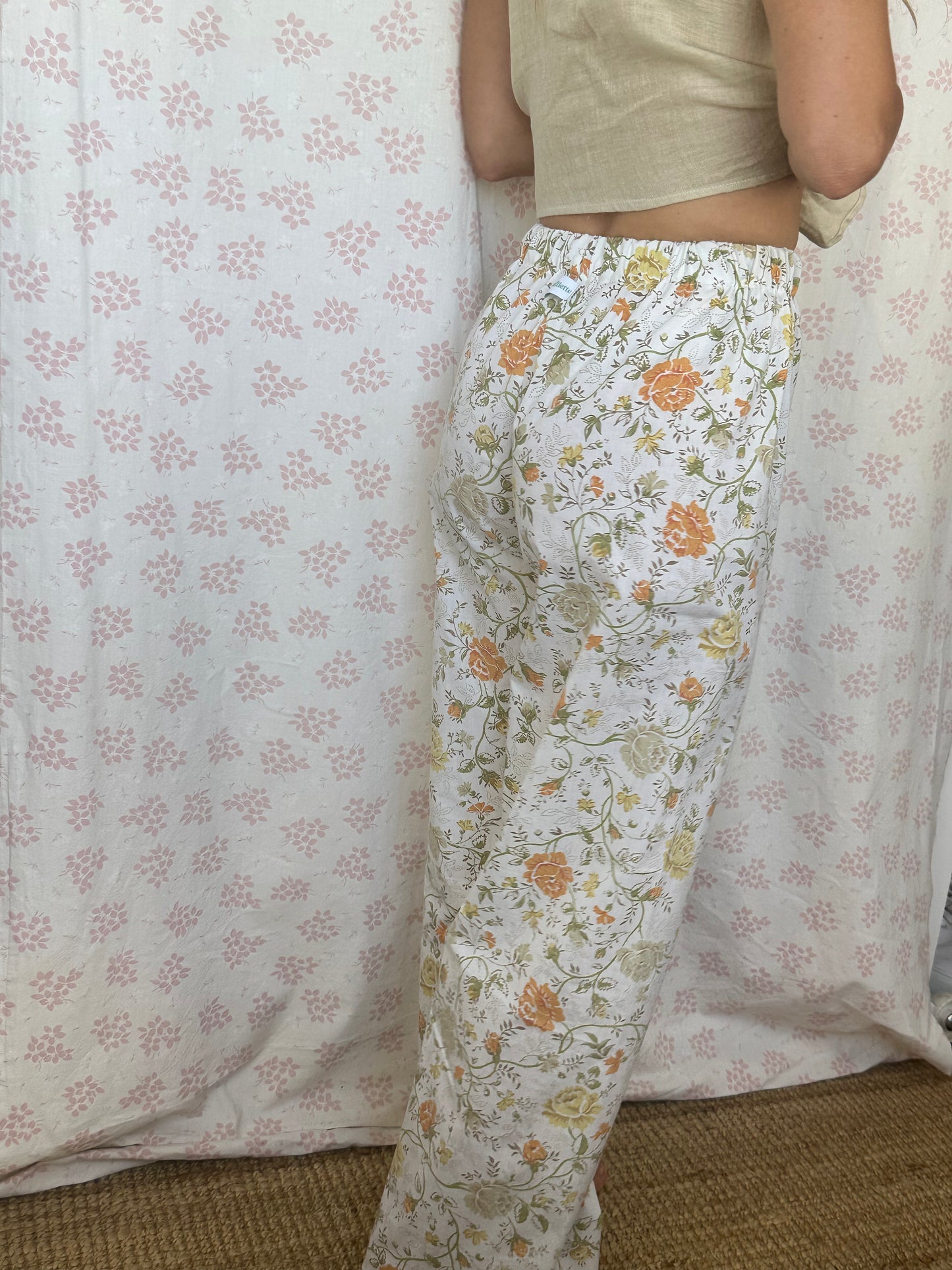 Pantalon Blanc Fleurs