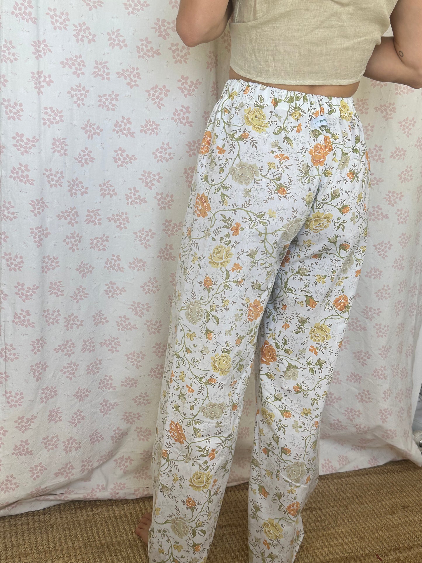 Pantalon Blanc Fleurs