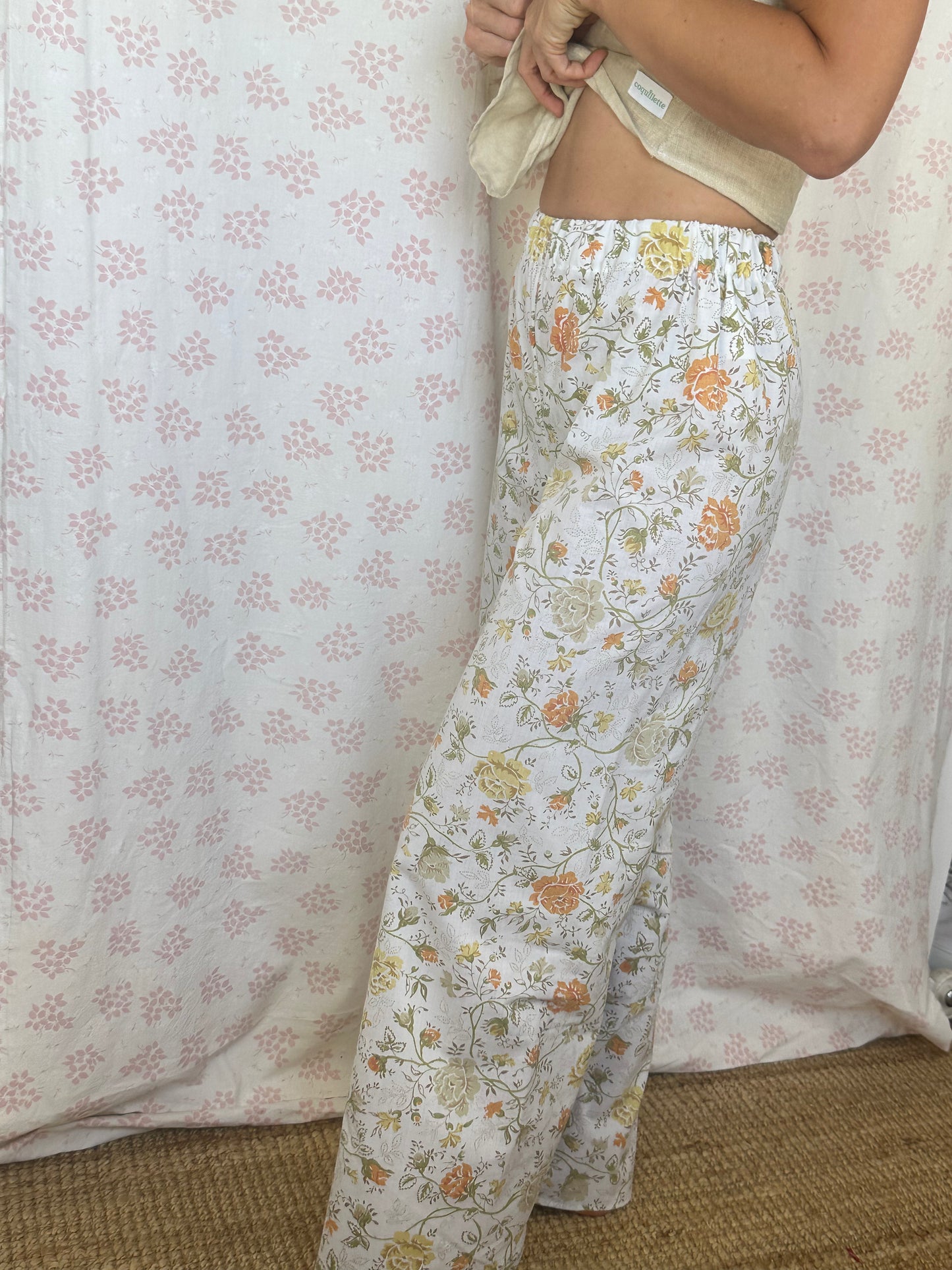 Pantalon Blanc Fleurs