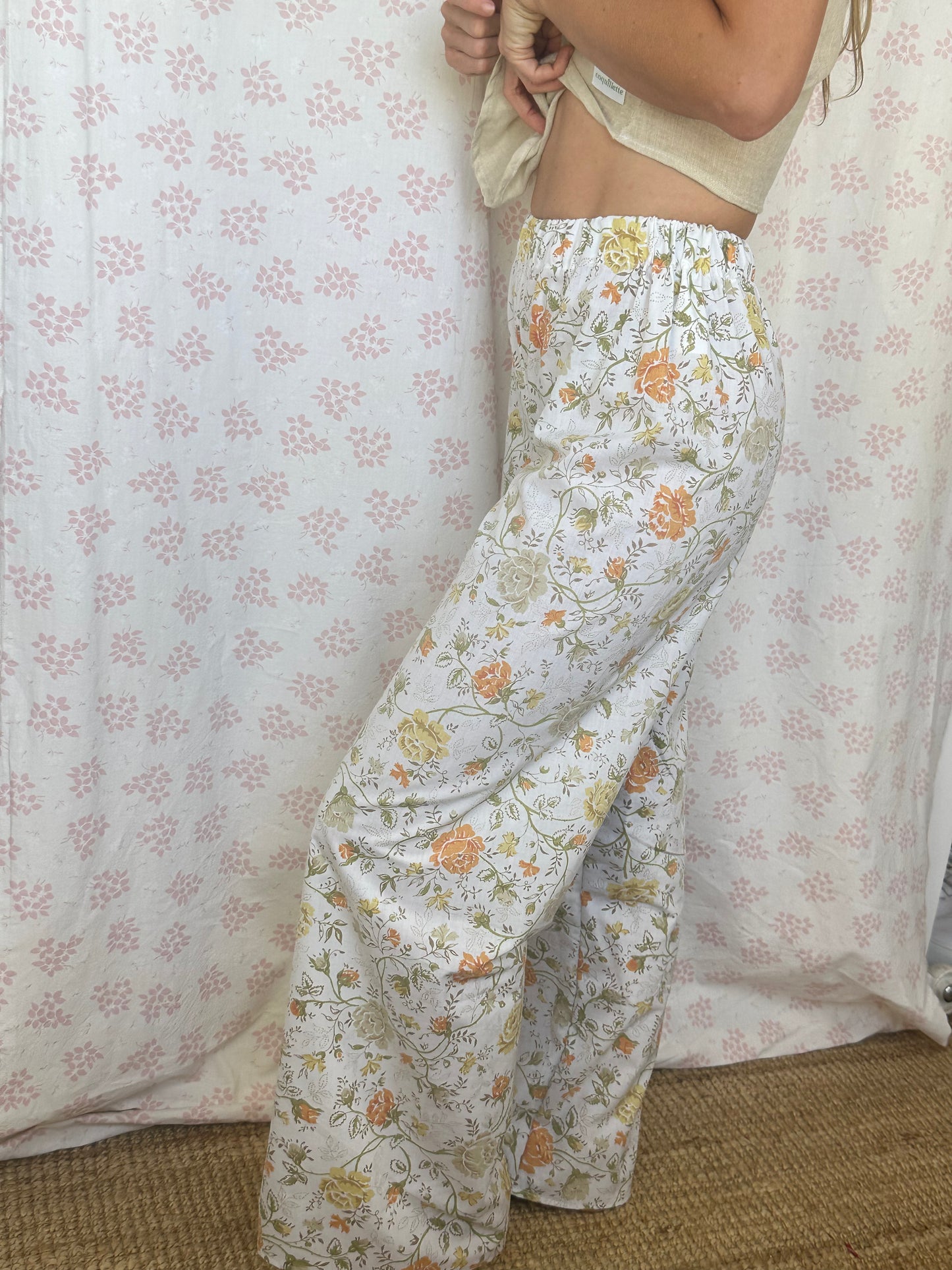 Pantalon Blanc Fleurs