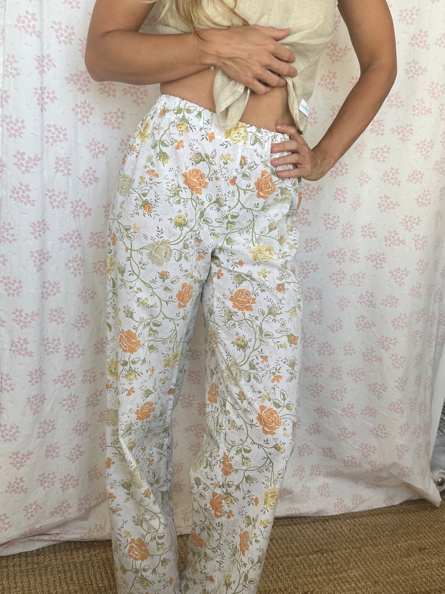 Pantalon Blanc Fleurs