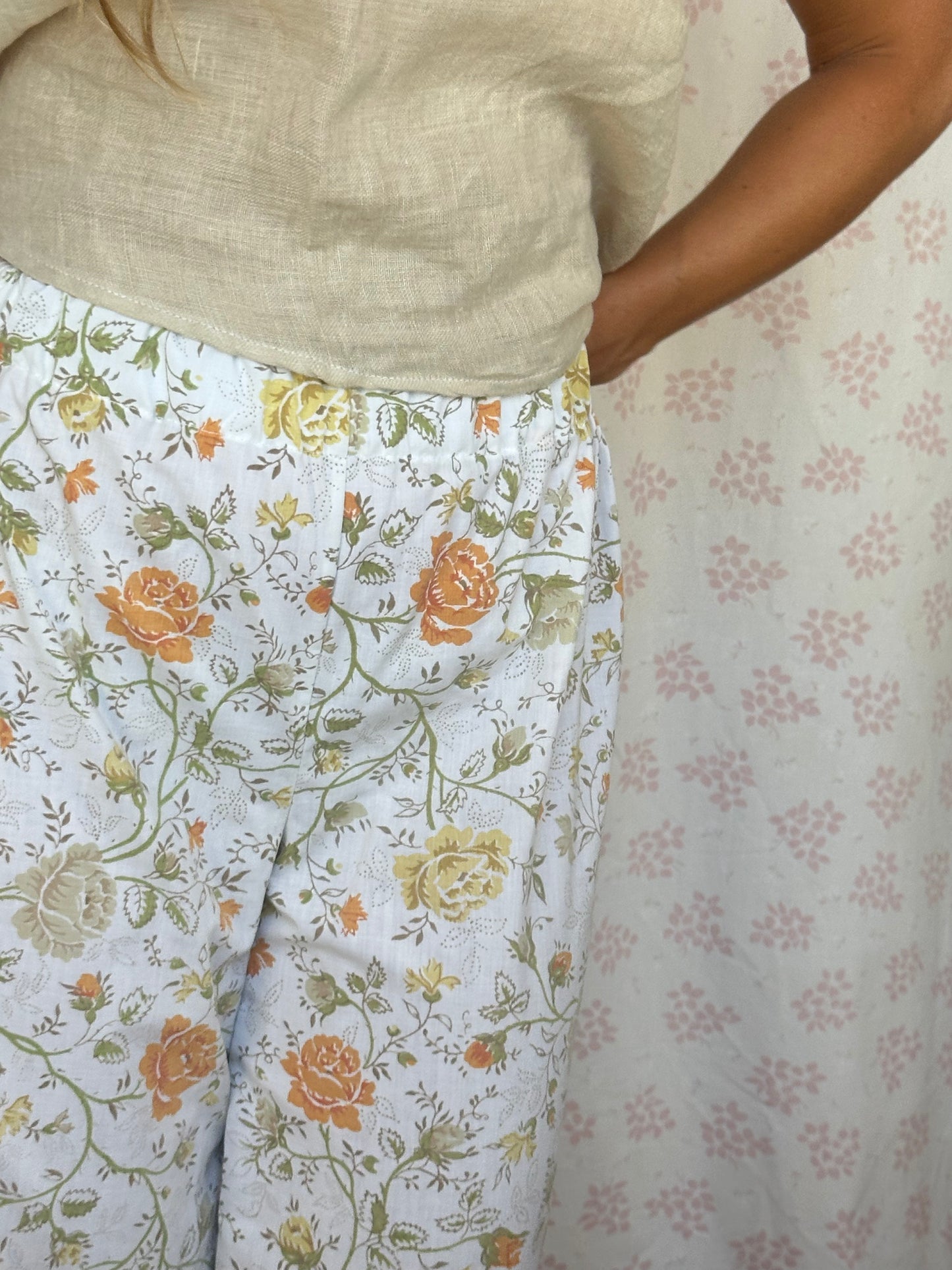 Pantalon Blanc Fleurs