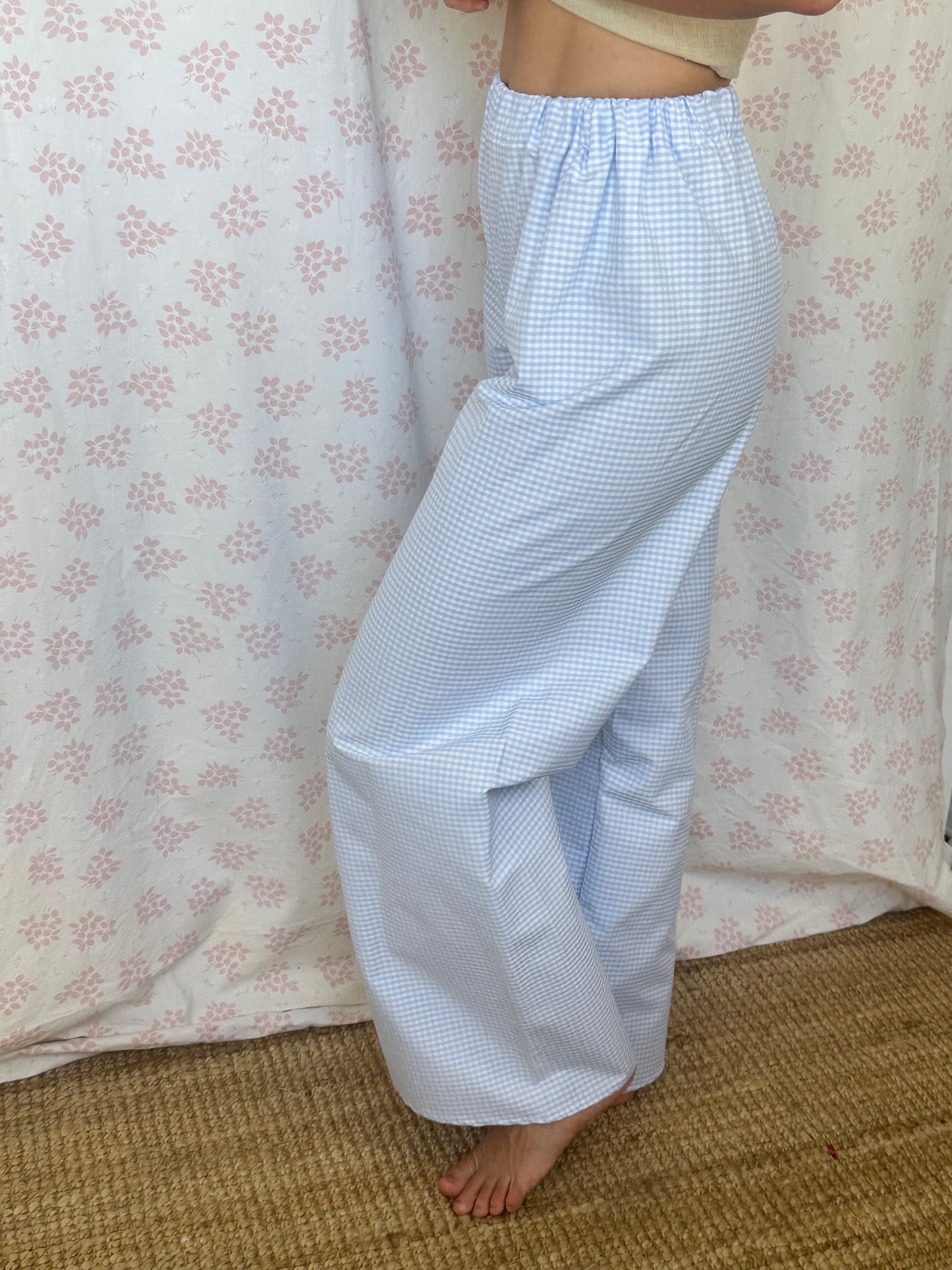 Pantalon Vichy Bleu Ciel