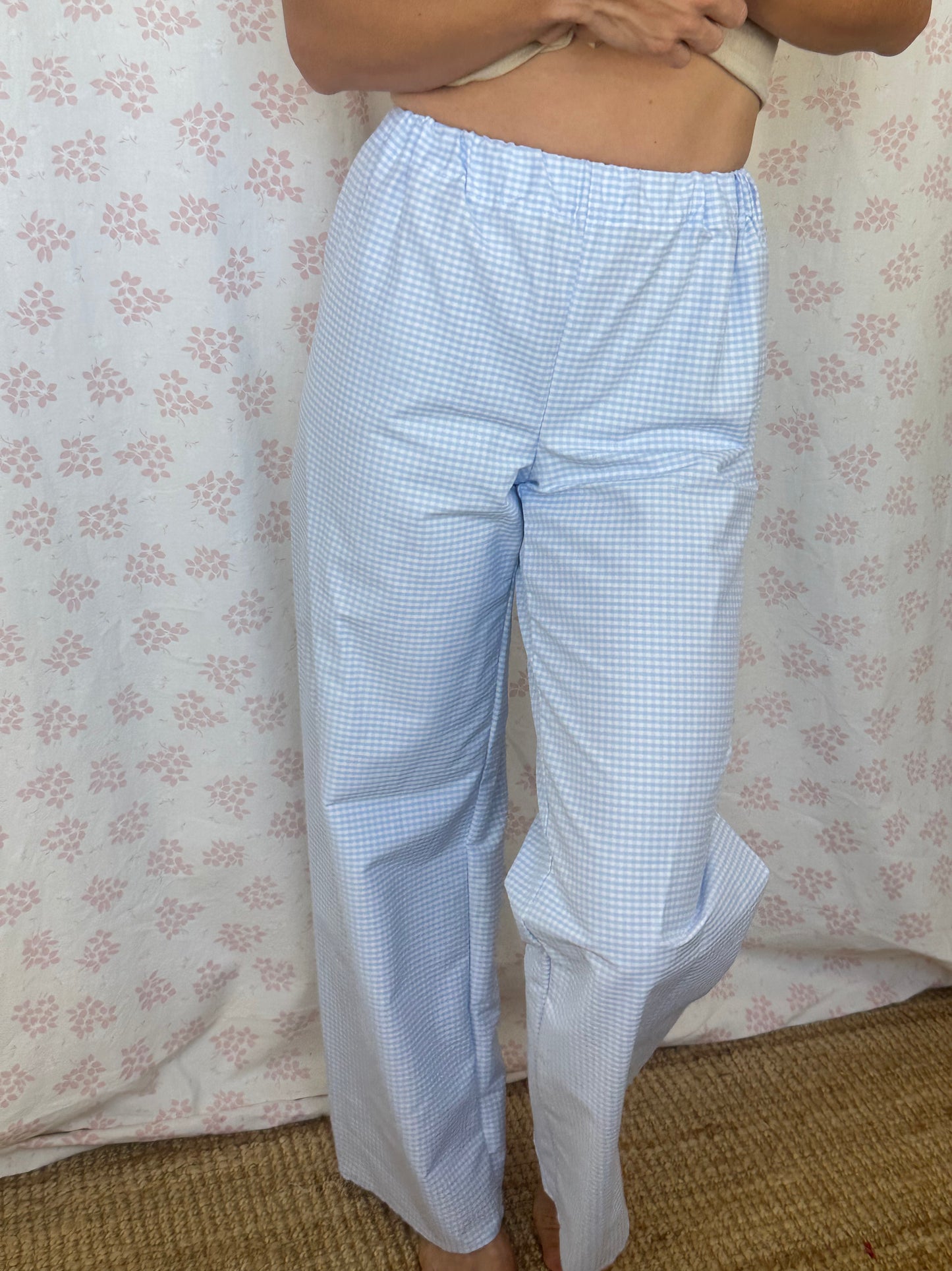 Pantalon Vichy Bleu Ciel