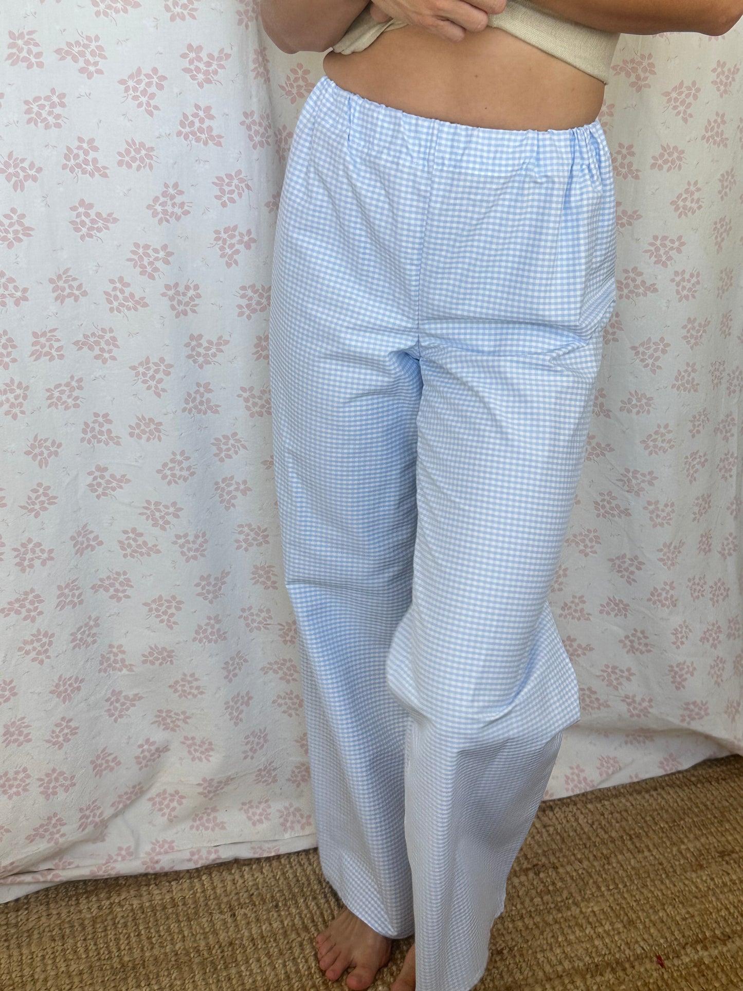 Pantalon Vichy Bleu Ciel