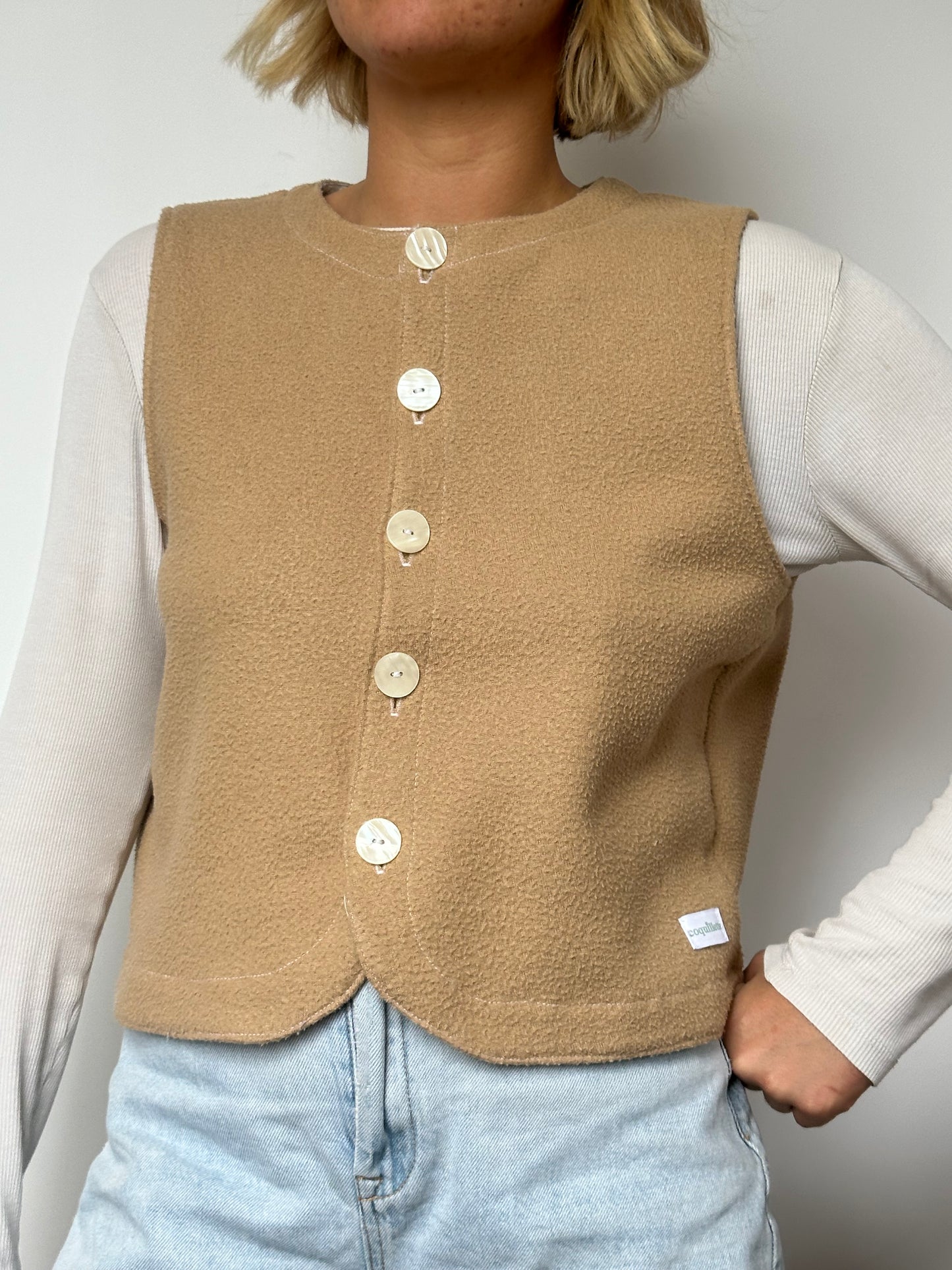 Gilet Bouton Beige T36/38