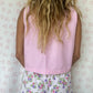 Haut Bouton Vichy Rose