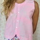 Haut Bouton Vichy Rose