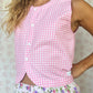 Haut Bouton Vichy Rose