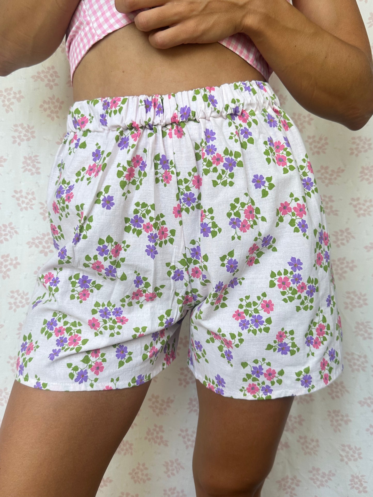 Short Blanc Fleurs