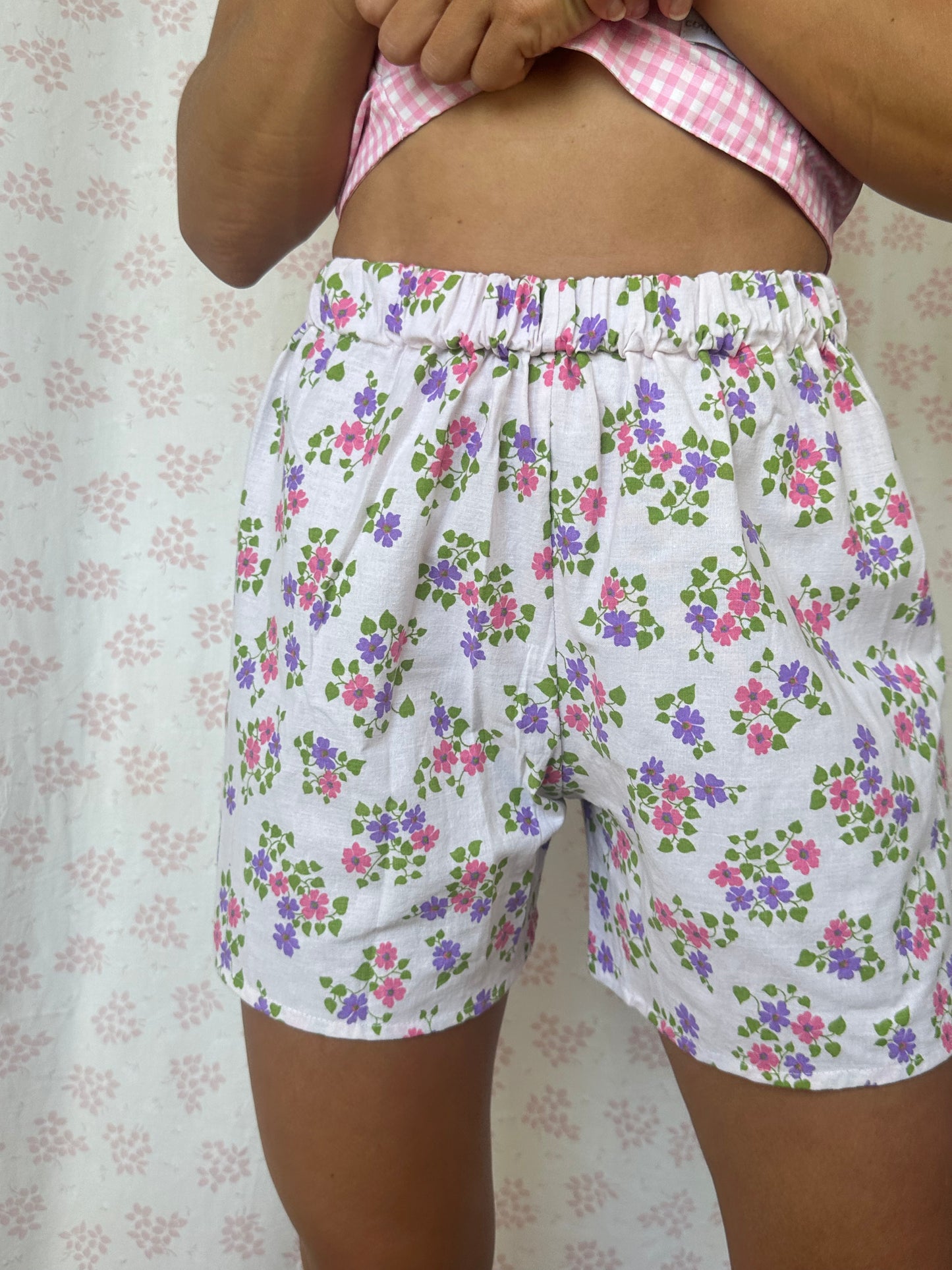 Short Blanc Fleurs