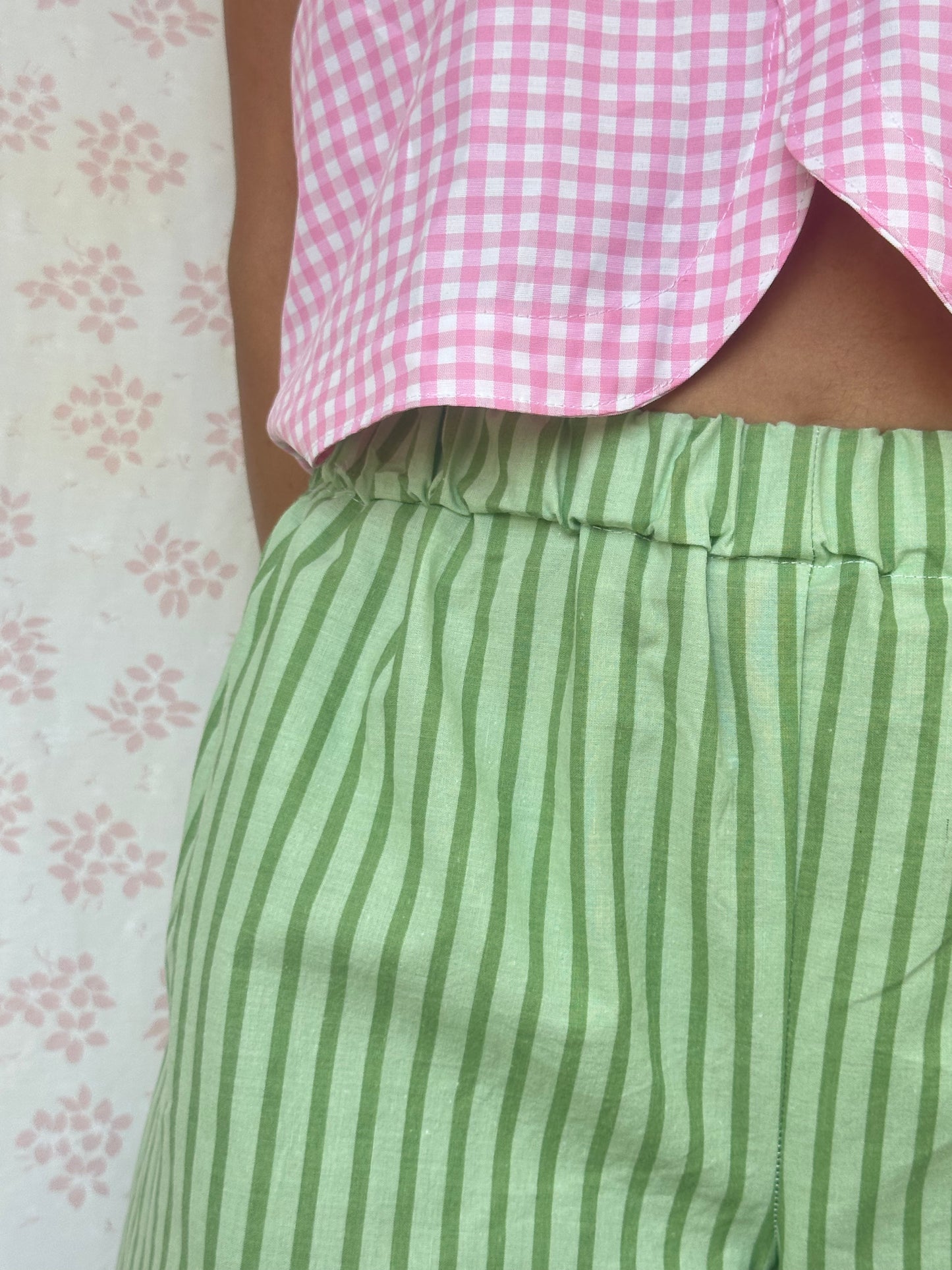 Short Vichy Rayé Vert