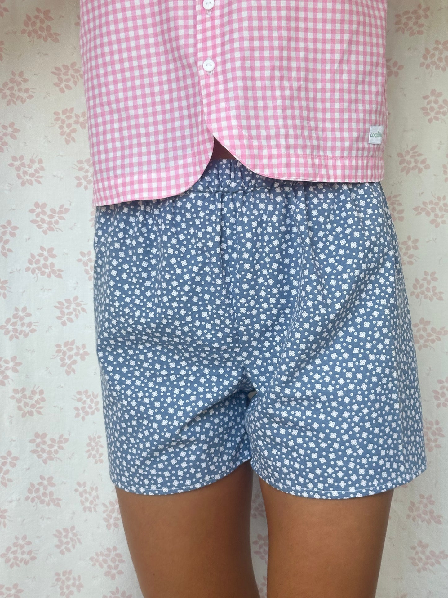 Short Bleu Fleurs