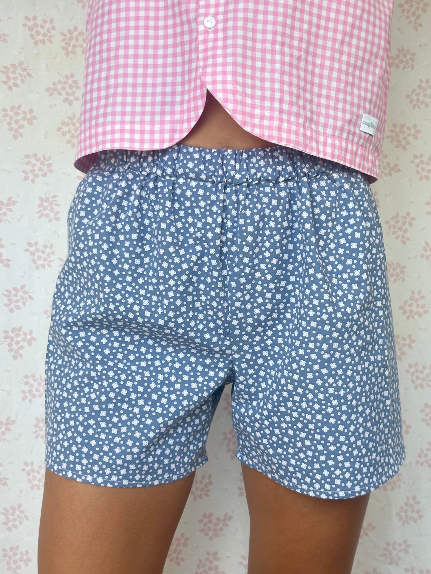 Short Bleu Fleurs