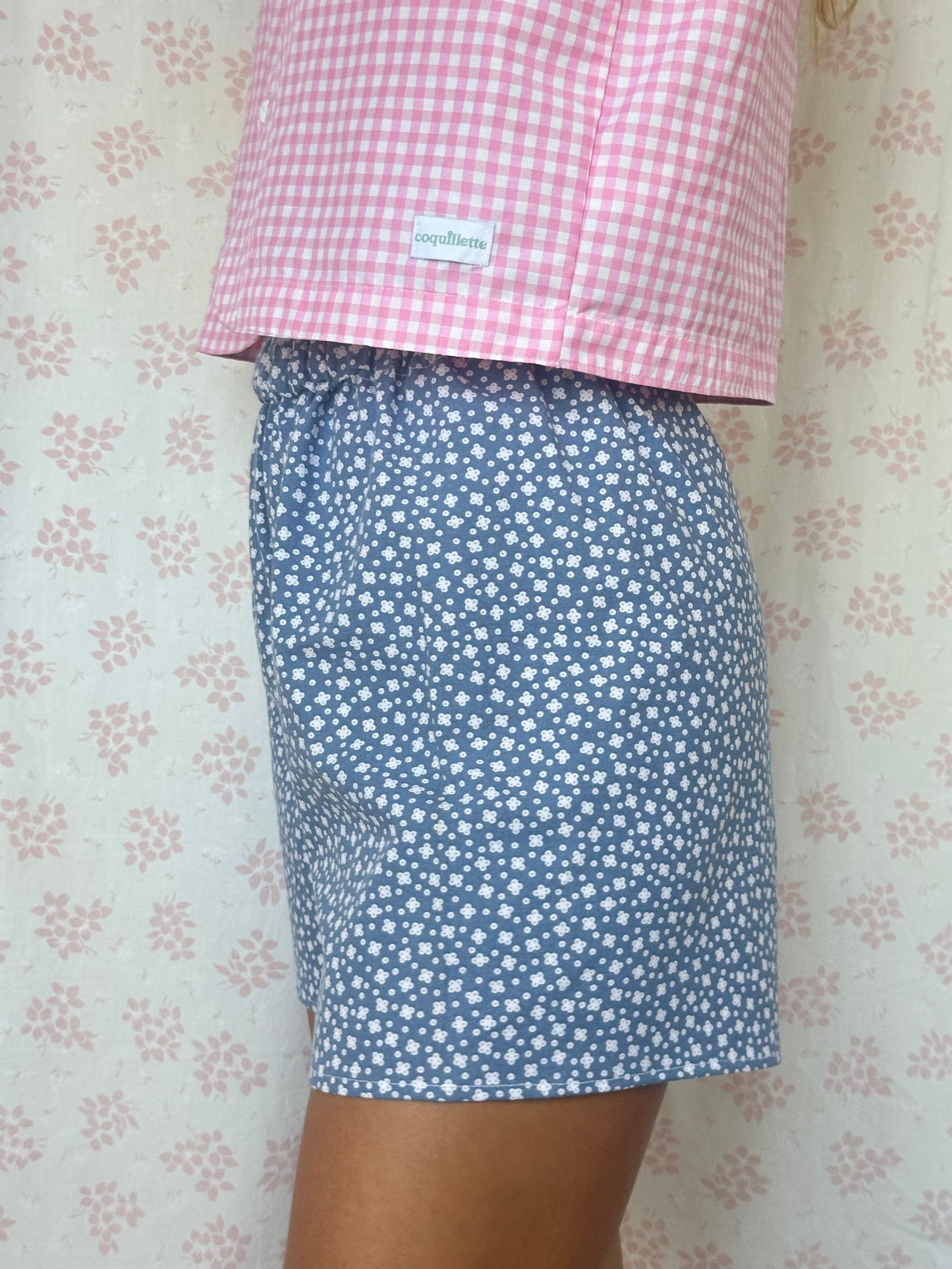 Short Bleu Fleurs