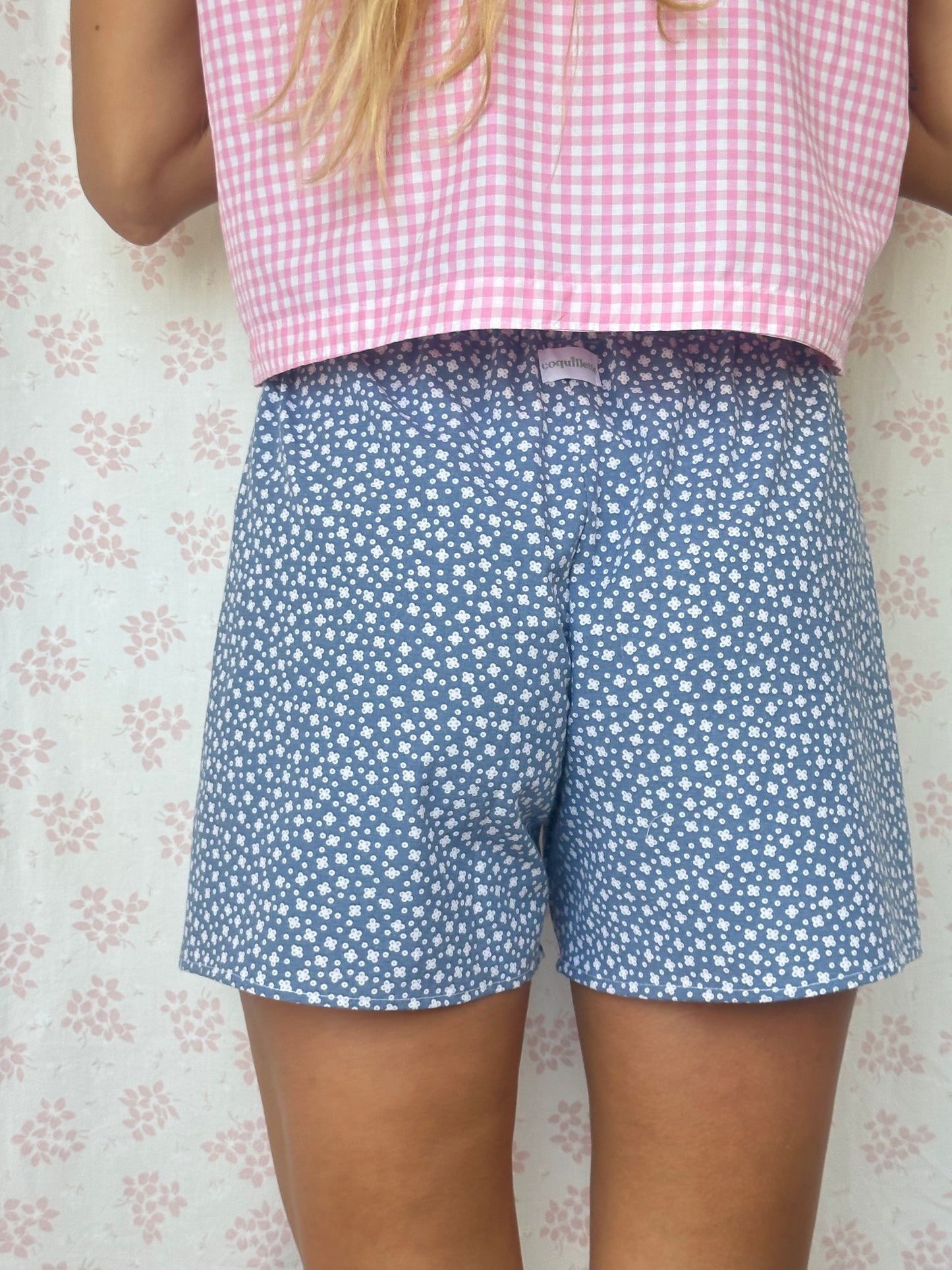 Short Bleu Fleurs