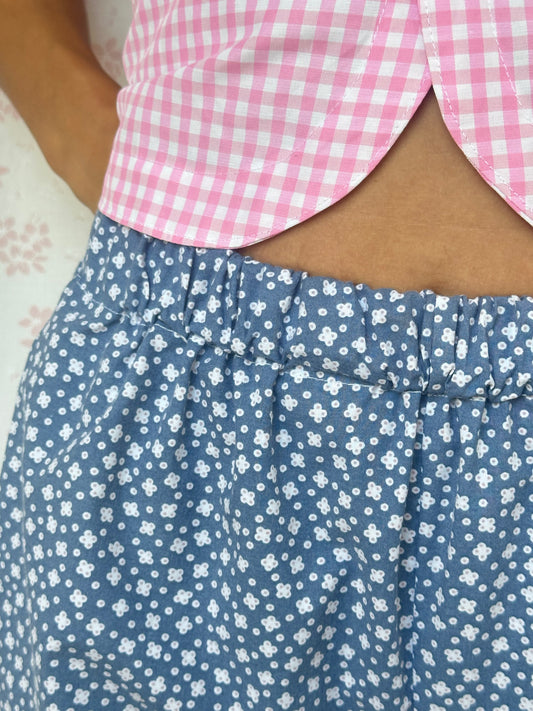 Short Bleu Fleurs