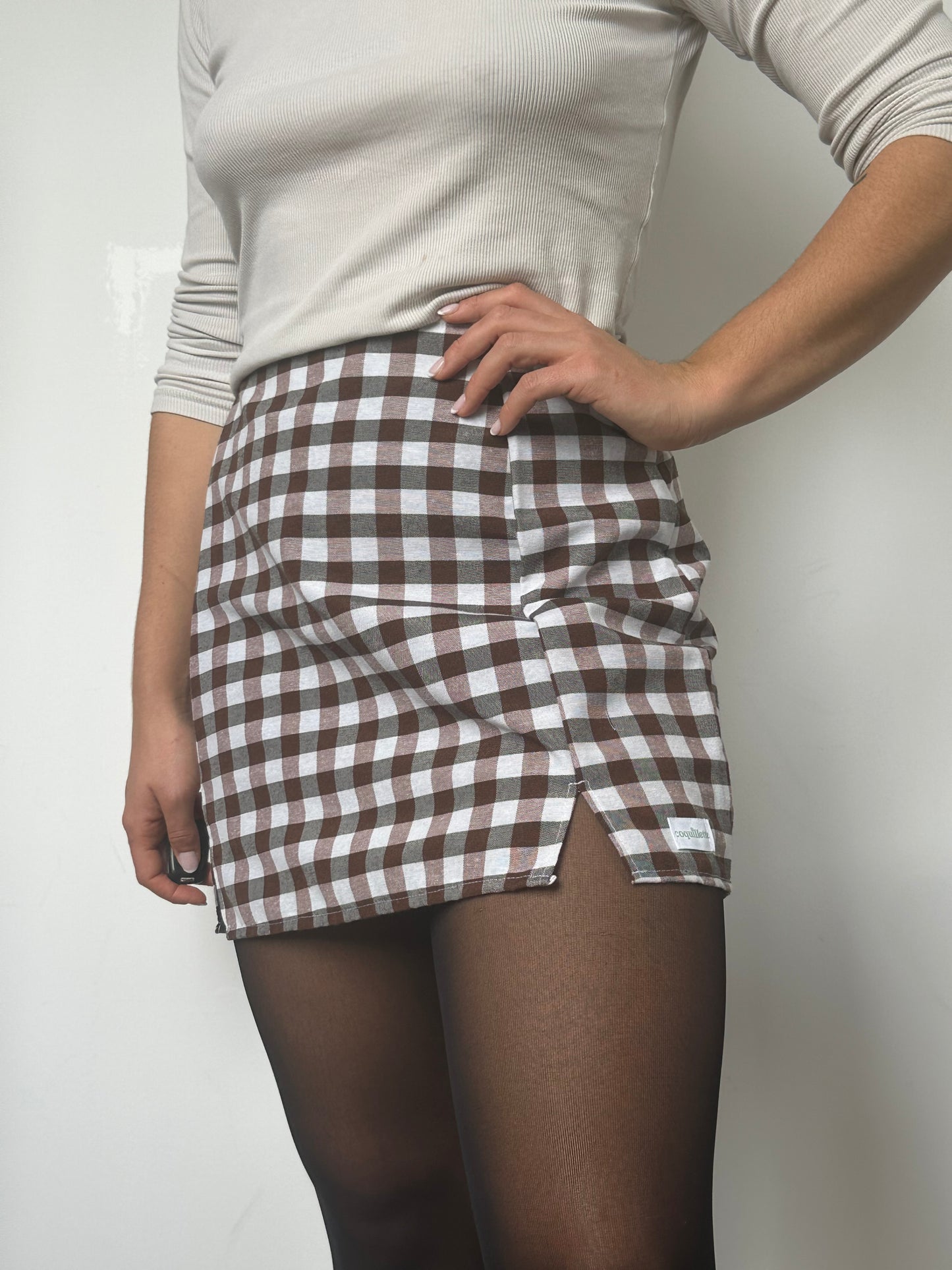 Jupe Vichy Marron T38